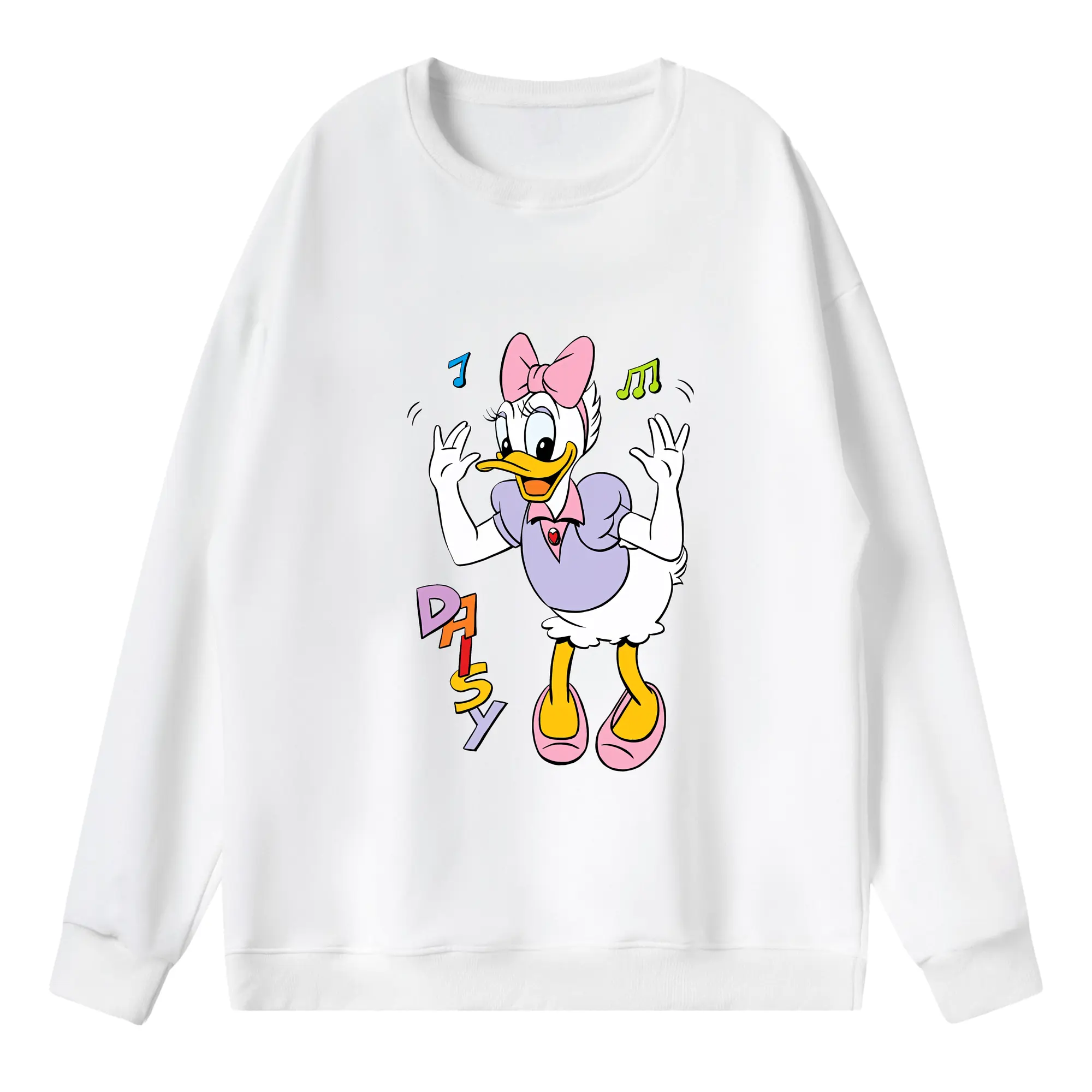ミッキーマウス（Mickey Mouse） グッズ デイジーダック（Daisy Duck） - 薄手 クルーネック スウェット 裏毛260g · ポリエステル 春秋向け カジュアル 男女兼用 · トレーナー デイリー スポーツ 散歩に最適