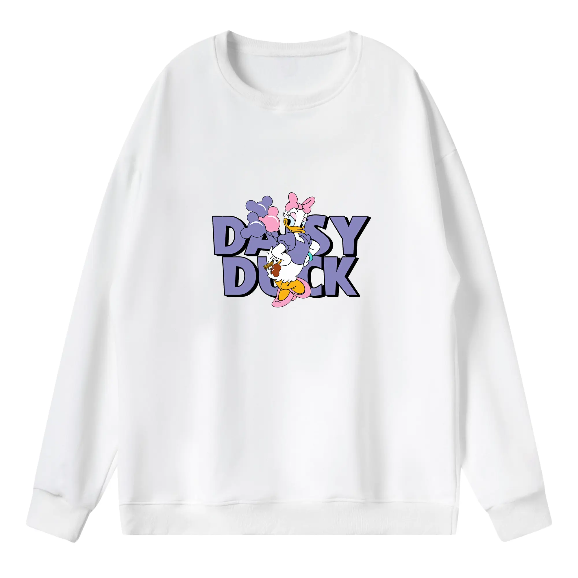 ミッキーマウス（Mickey Mouse） グッズ デイジーダック（Daisy Duck） - 薄手 クルーネック スウェット 裏毛260g · ポリエステル 春秋向け カジュアル 男女兼用 · トレーナー デイリー スポーツ 散歩に最適