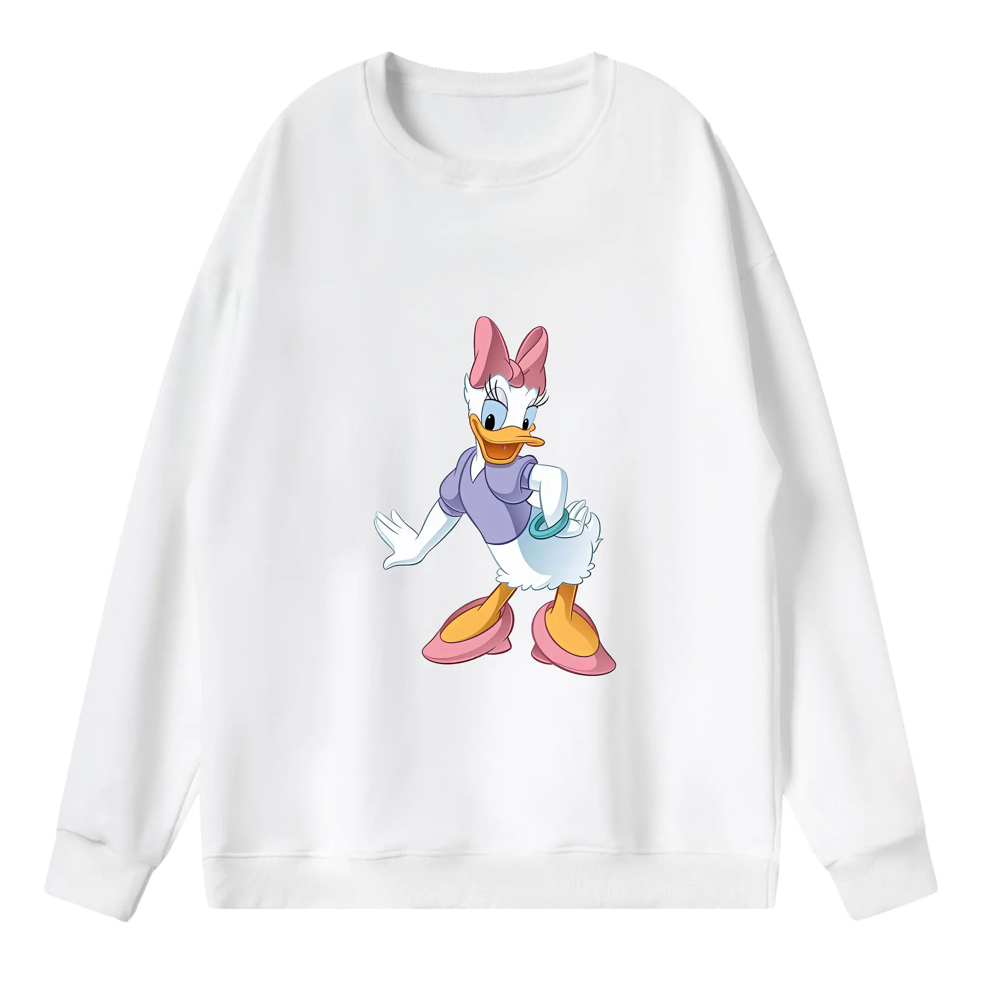 ミッキーマウス（Mickey Mouse） グッズ デイジーダック（Daisy Duck） - 薄手 クルーネック スウェット 裏毛260g · ポリエステル 春秋向け カジュアル 男女兼用 · トレーナー デイリー スポーツ 散歩に最適