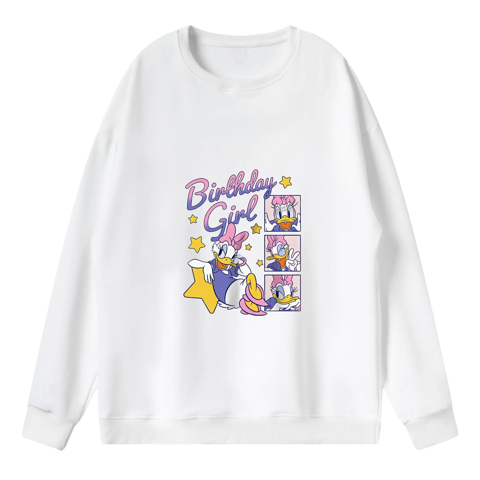 ミッキーマウス（Mickey Mouse） グッズ デイジーダック（Daisy Duck） - 薄手 クルーネック スウェット 裏毛260g · ポリエステル 春秋向け カジュアル 男女兼用 · トレーナー デイリー スポーツ 散歩に最適