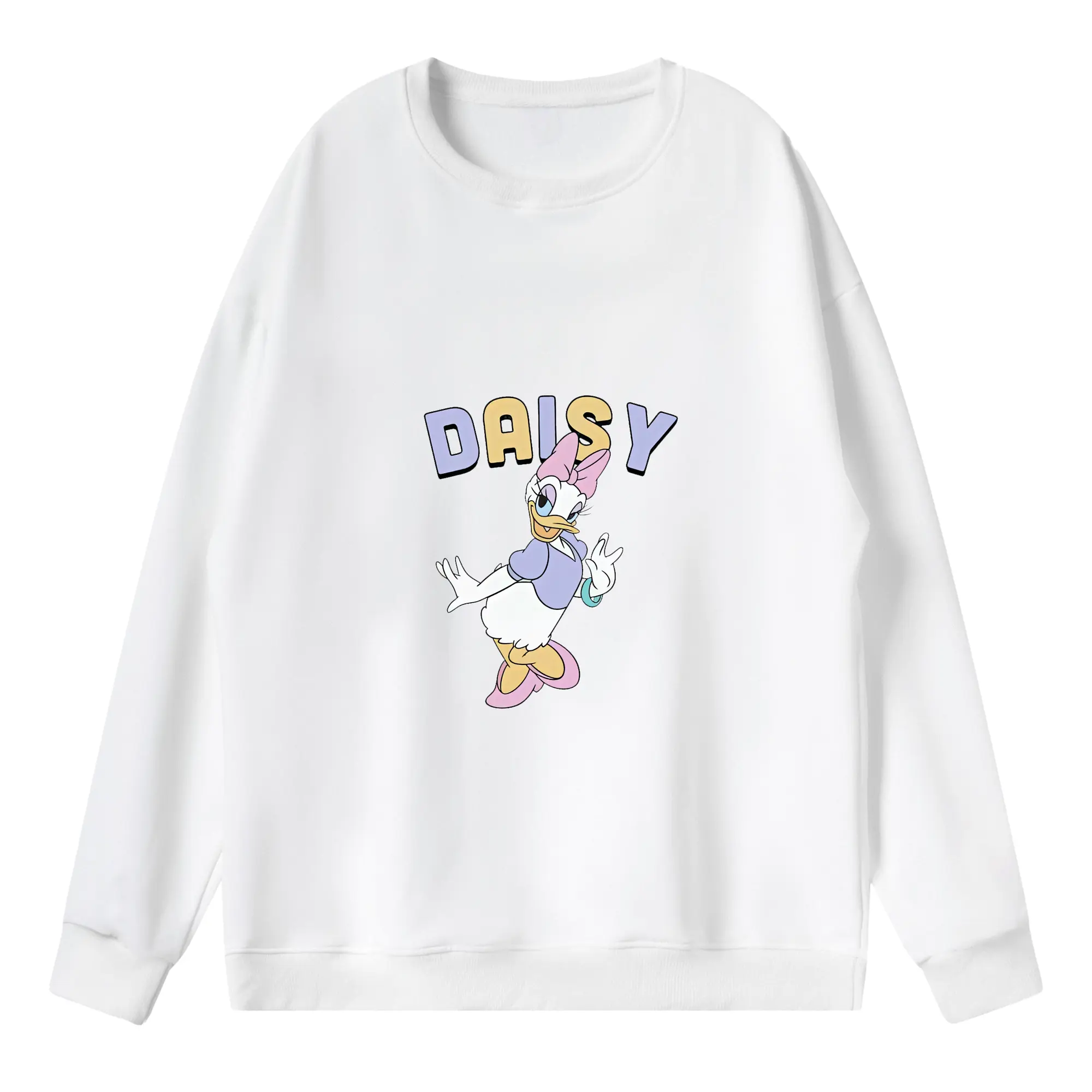 ミッキーマウス（Mickey Mouse） グッズ デイジーダック（Daisy Duck） - 薄手 クルーネック スウェット 裏毛260g · ポリエステル 春秋向け カジュアル 男女兼用 · トレーナー デイリー スポーツ 散歩に最適