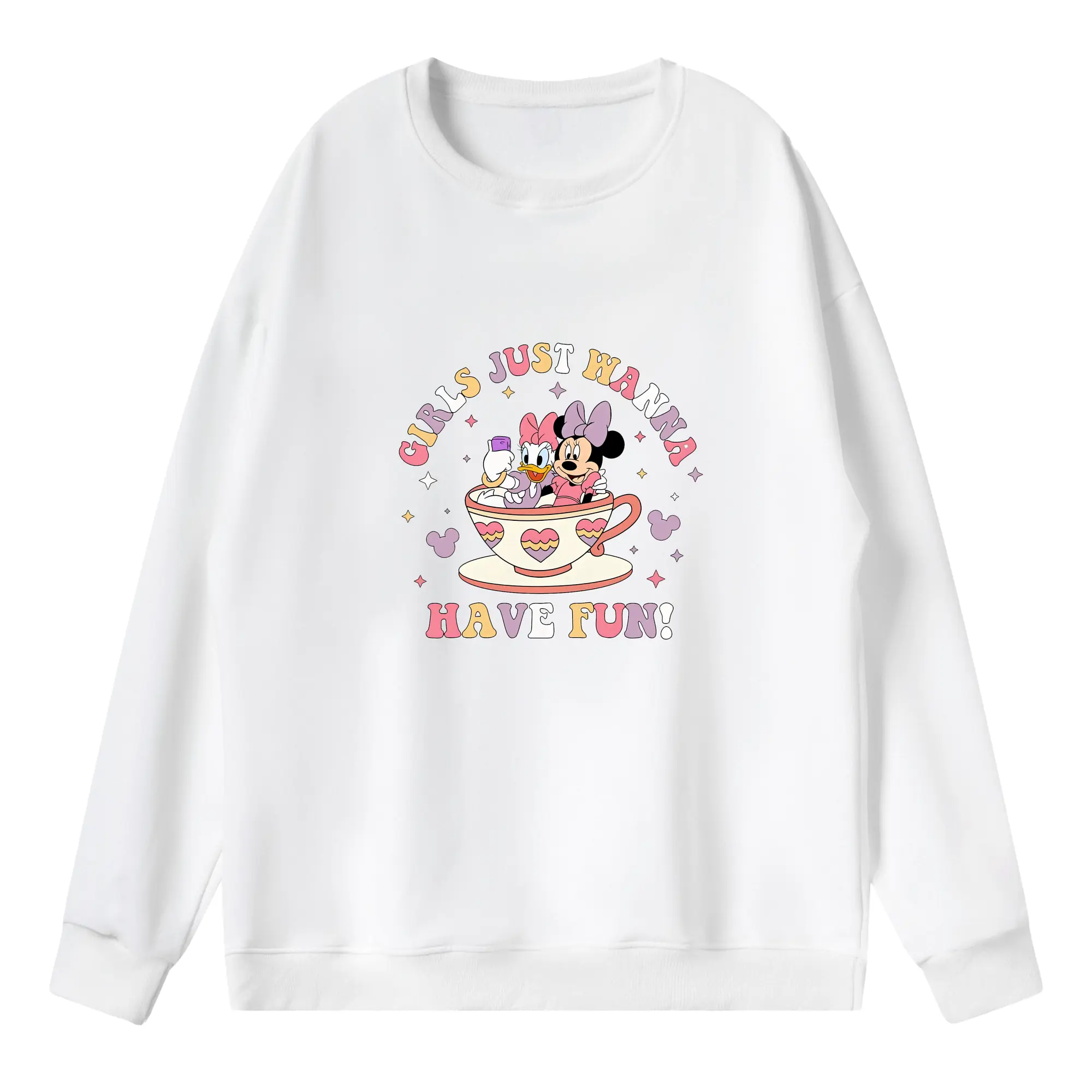 ミッキーマウス（Mickey Mouse） グッズ デイジーダック（Daisy Duck） - 薄手 クルーネック スウェット 裏毛260g · ポリエステル 春秋向け カジュアル 男女兼用 · トレーナー デイリー スポーツ 散歩に最適