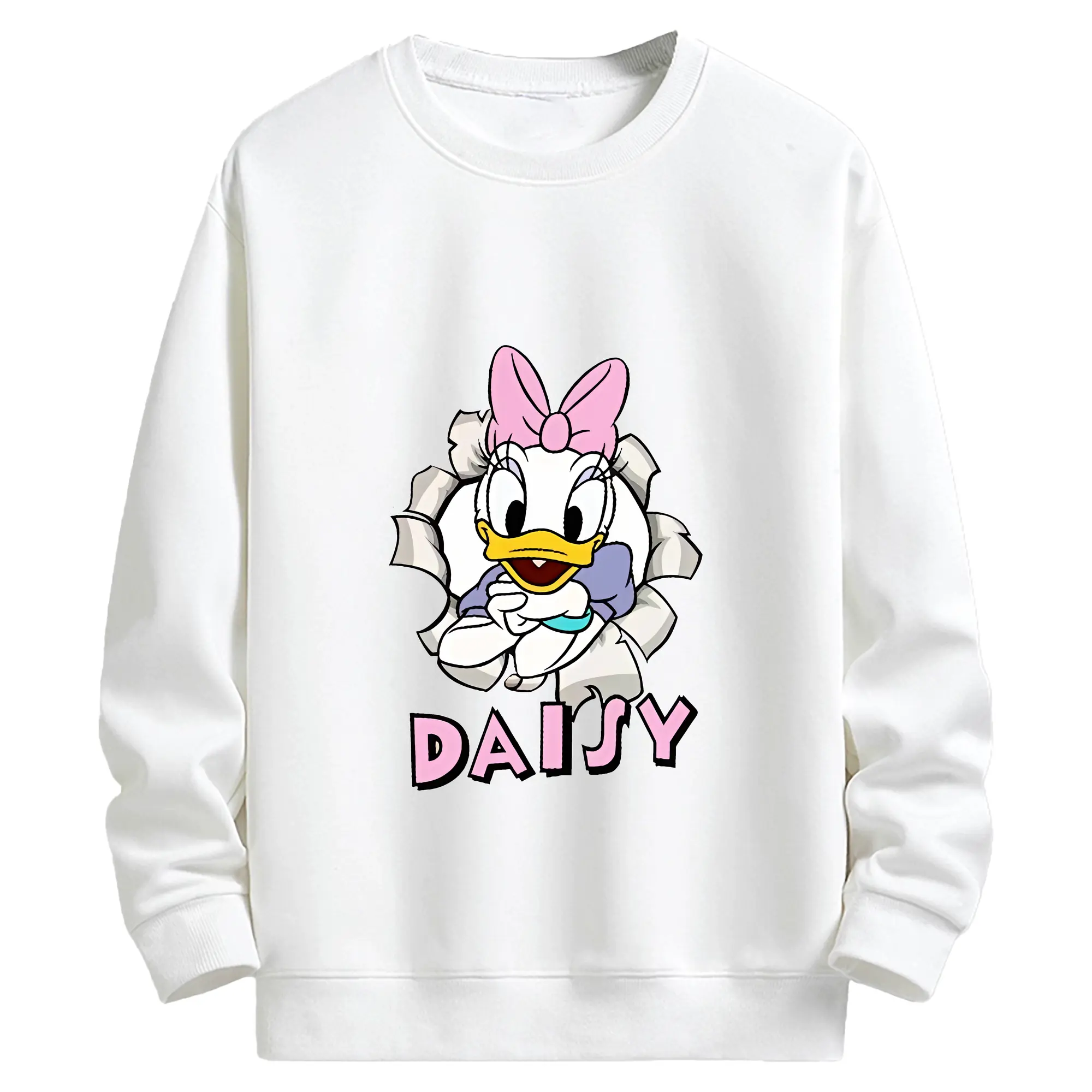 ミッキーマウス（Mickey Mouse） グッズ デイジーダック（Daisy Duck） - キッズ クルーネックスウェットシャツ ・ フロントプリント ・ 綿80％ ポリエステル20％ ・ 快適 通学 スポーツ 日常使い お散歩用