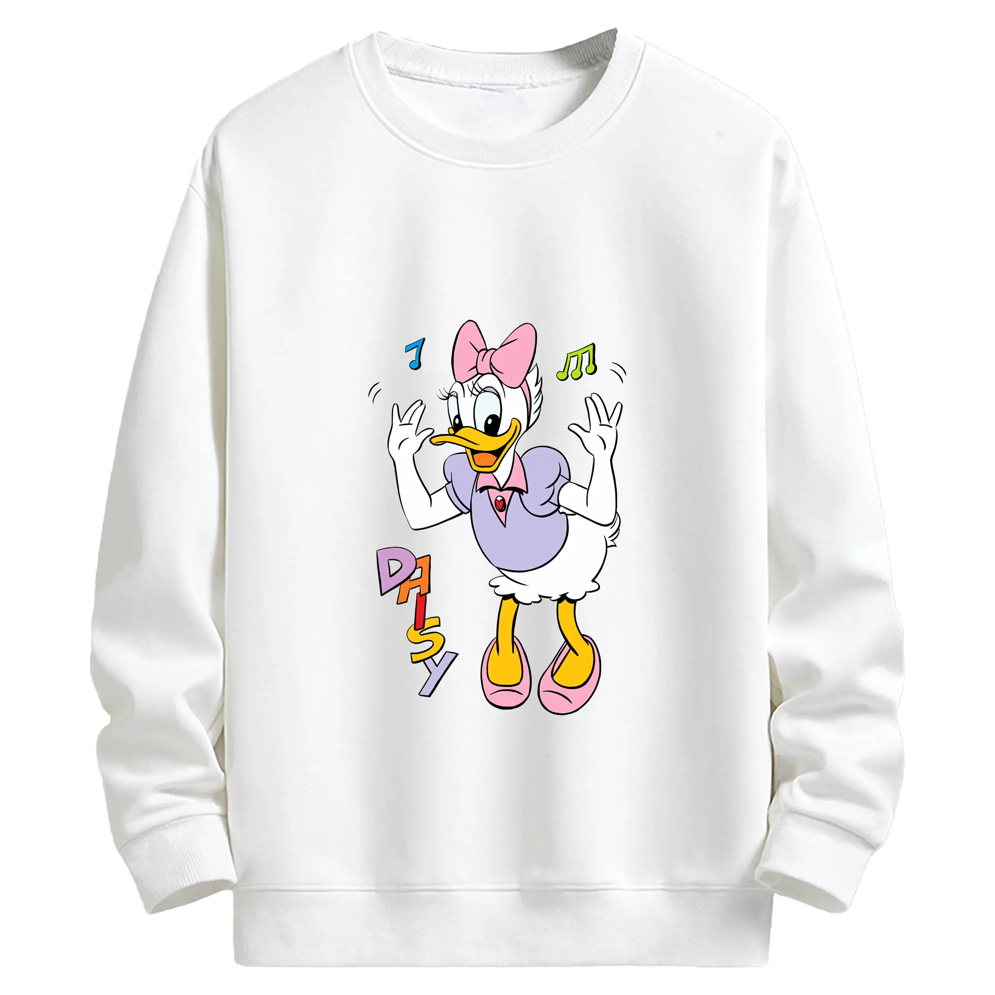 ミッキーマウス（Mickey Mouse） グッズ デイジーダック（Daisy Duck） - キッズ クルーネックスウェットシャツ ・ フロントプリント ・ 綿80％ ポリエステル20％ ・ 快適 通学 スポーツ 日常使い お散歩用