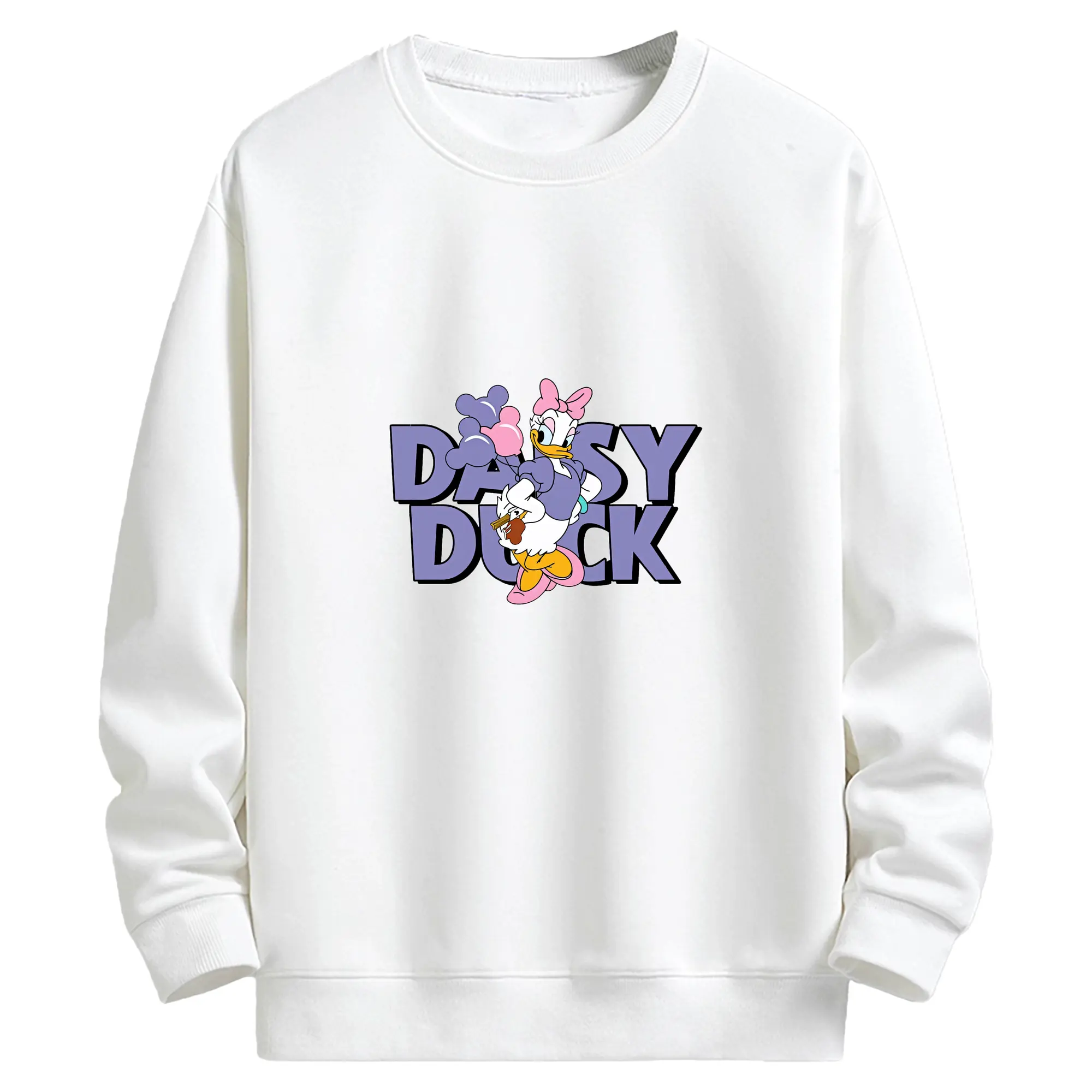 ミッキーマウス（Mickey Mouse） グッズ デイジーダック（Daisy Duck） - キッズ クルーネックスウェットシャツ ・ フロントプリント ・ 綿80％ ポリエステル20％ ・ 快適 通学 スポーツ 日常使い お散歩用