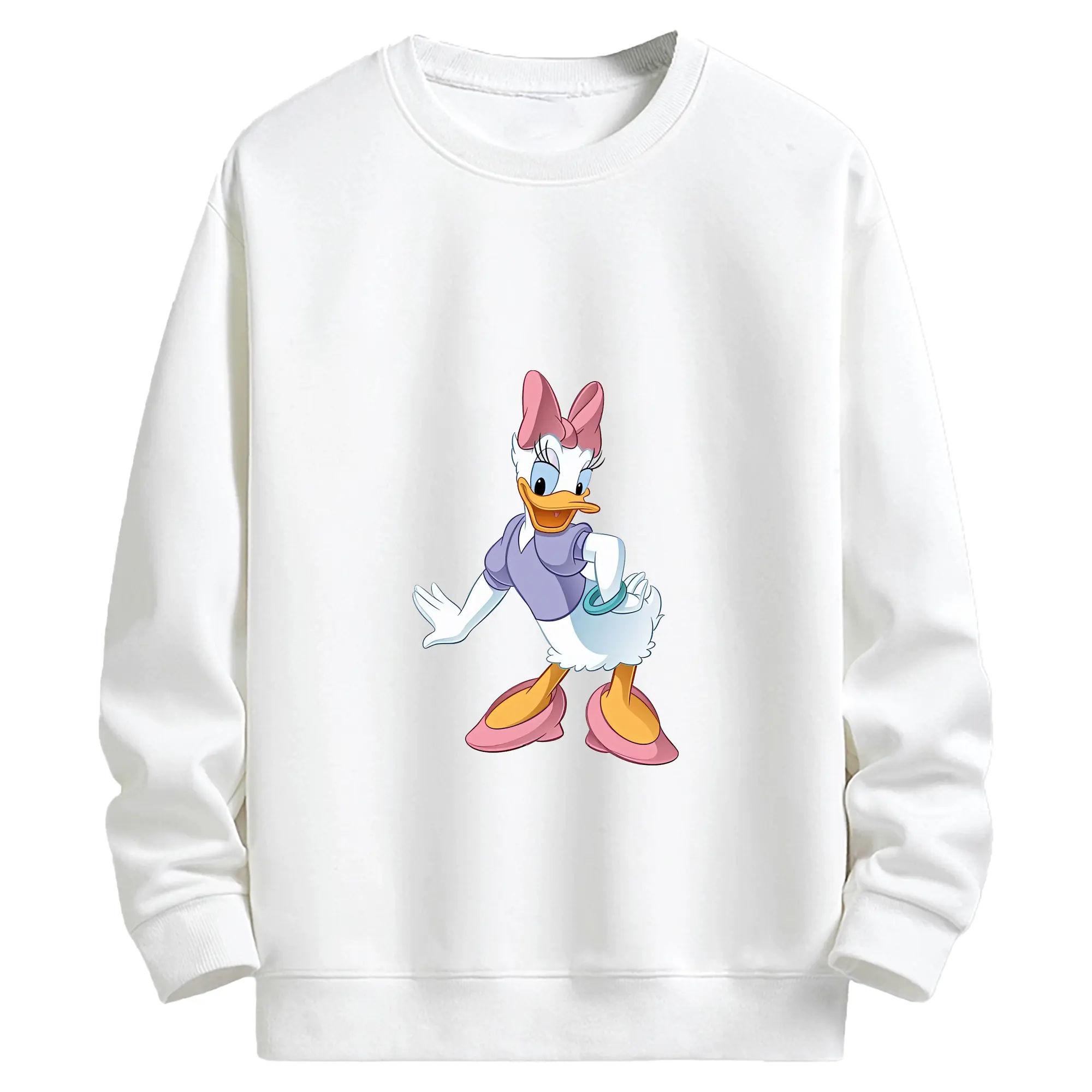 ミッキーマウス（Mickey Mouse） グッズ デイジーダック（Daisy Duck） - キッズ クルーネックスウェットシャツ ・ フロントプリント ・ 綿80％ ポリエステル20％ ・ 快適 通学 スポーツ 日常使い お散歩用