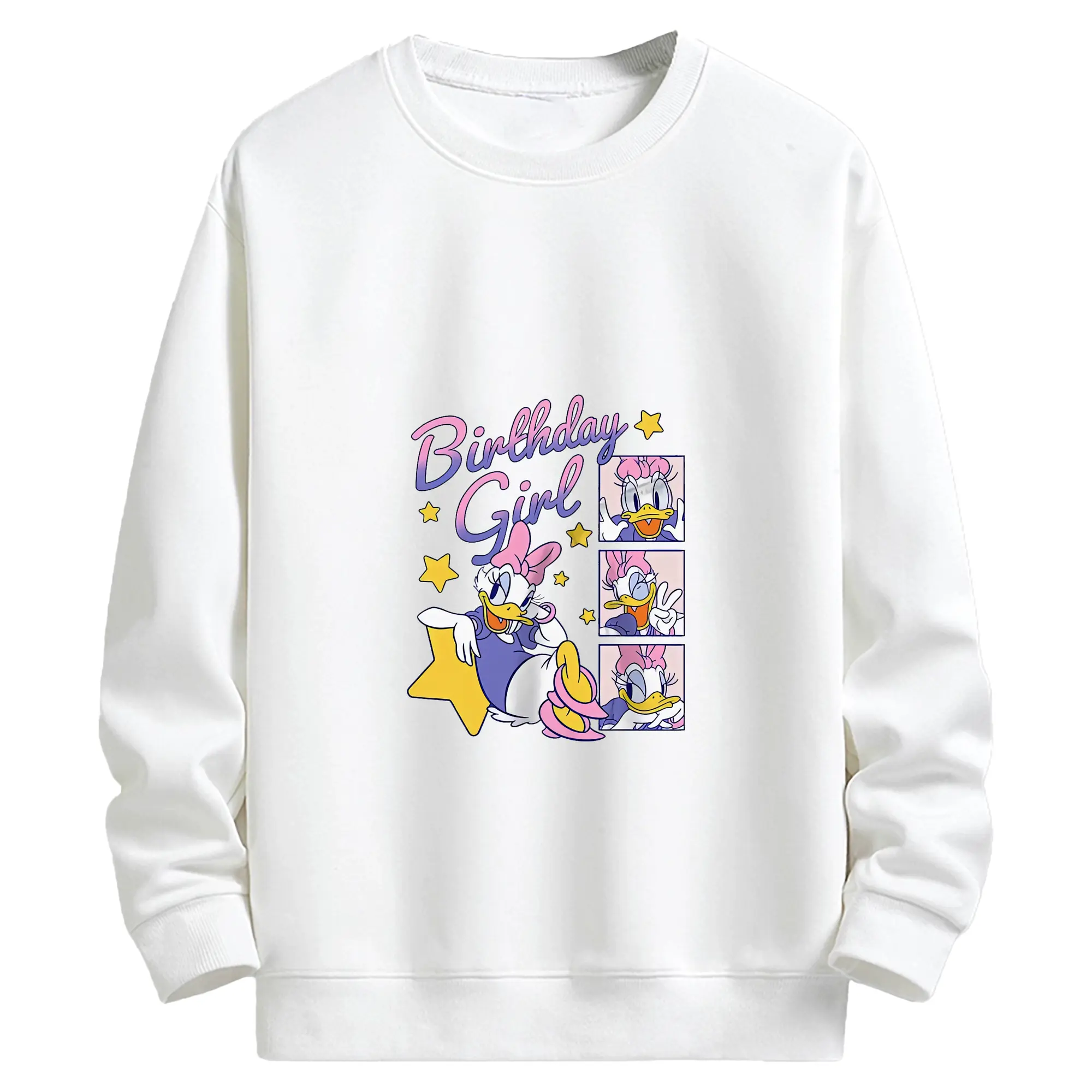 ミッキーマウス（Mickey Mouse） グッズ デイジーダック（Daisy Duck） - キッズ クルーネックスウェットシャツ ・ フロントプリント ・ 綿80％ ポリエステル20％ ・ 快適 通学 スポーツ 日常使い お散歩用