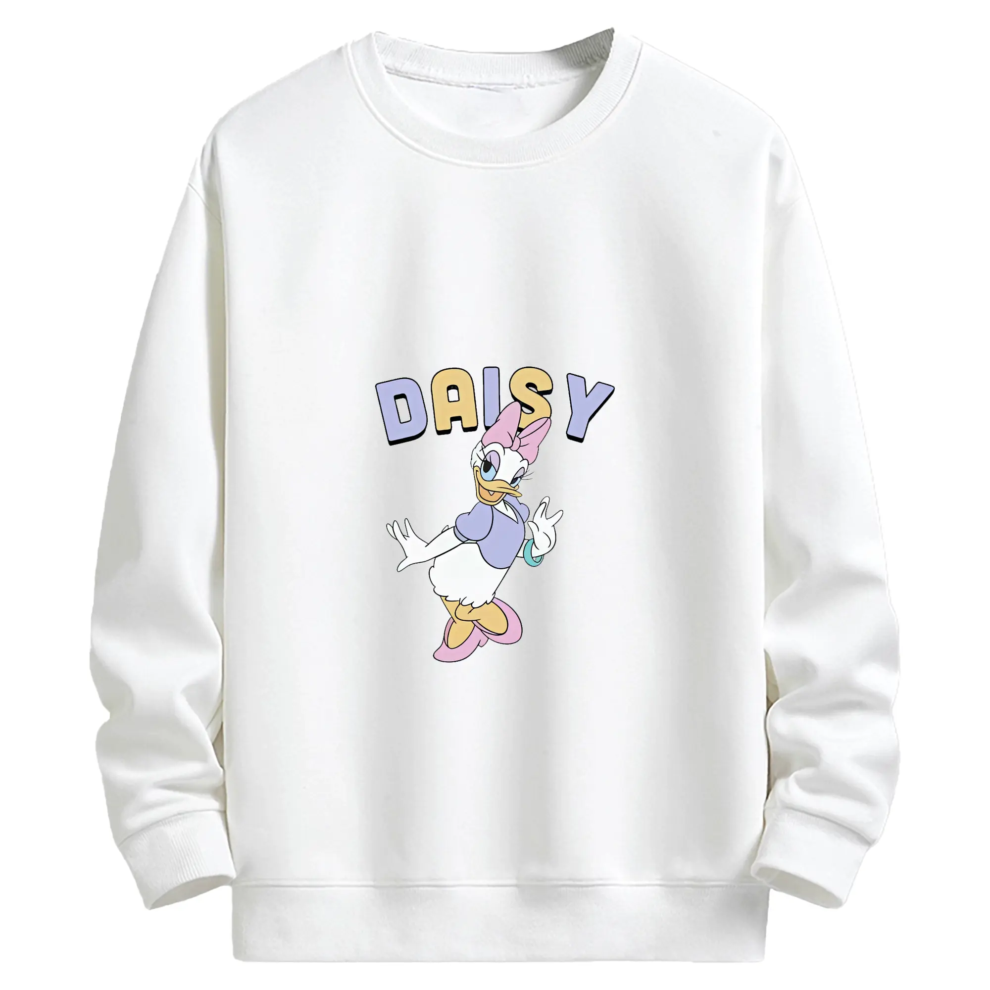 ミッキーマウス（Mickey Mouse） グッズ デイジーダック（Daisy Duck） - キッズ クルーネックスウェットシャツ ・ フロントプリント ・ 綿80％ ポリエステル20％ ・ 快適 通学 スポーツ 日常使い お散歩用
