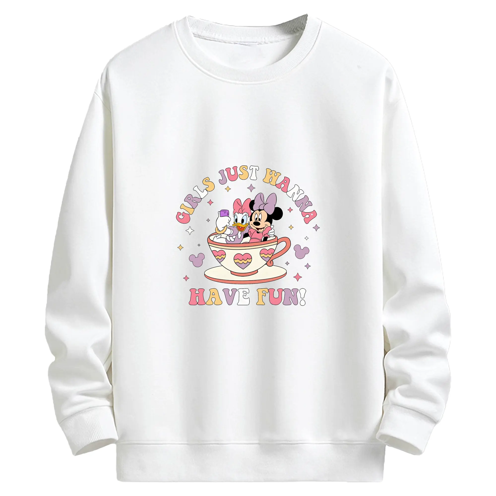 ミッキーマウス（Mickey Mouse） グッズ デイジーダック（Daisy Duck） - キッズ クルーネックスウェットシャツ ・ フロントプリント ・ 綿80％ ポリエステル20％ ・ 快適 通学 スポーツ 日常使い お散歩用