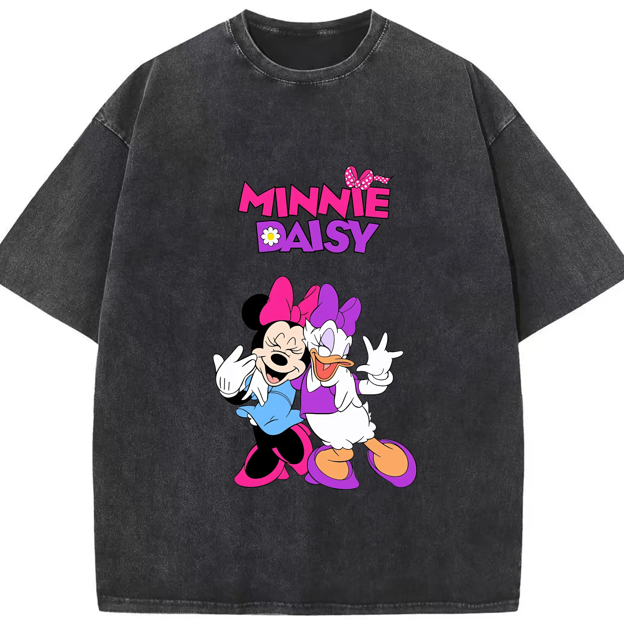 ミッキーマウス（Mickey Mouse） グッズ デイジーダック（Daisy Duck） - 綿100％ ヴィンテージ風 半袖Tシャツ ・ フロントプリント ・ 柔らか肌触り ・ 通気性 快適 ・ スポーツ カジュアル 外出用