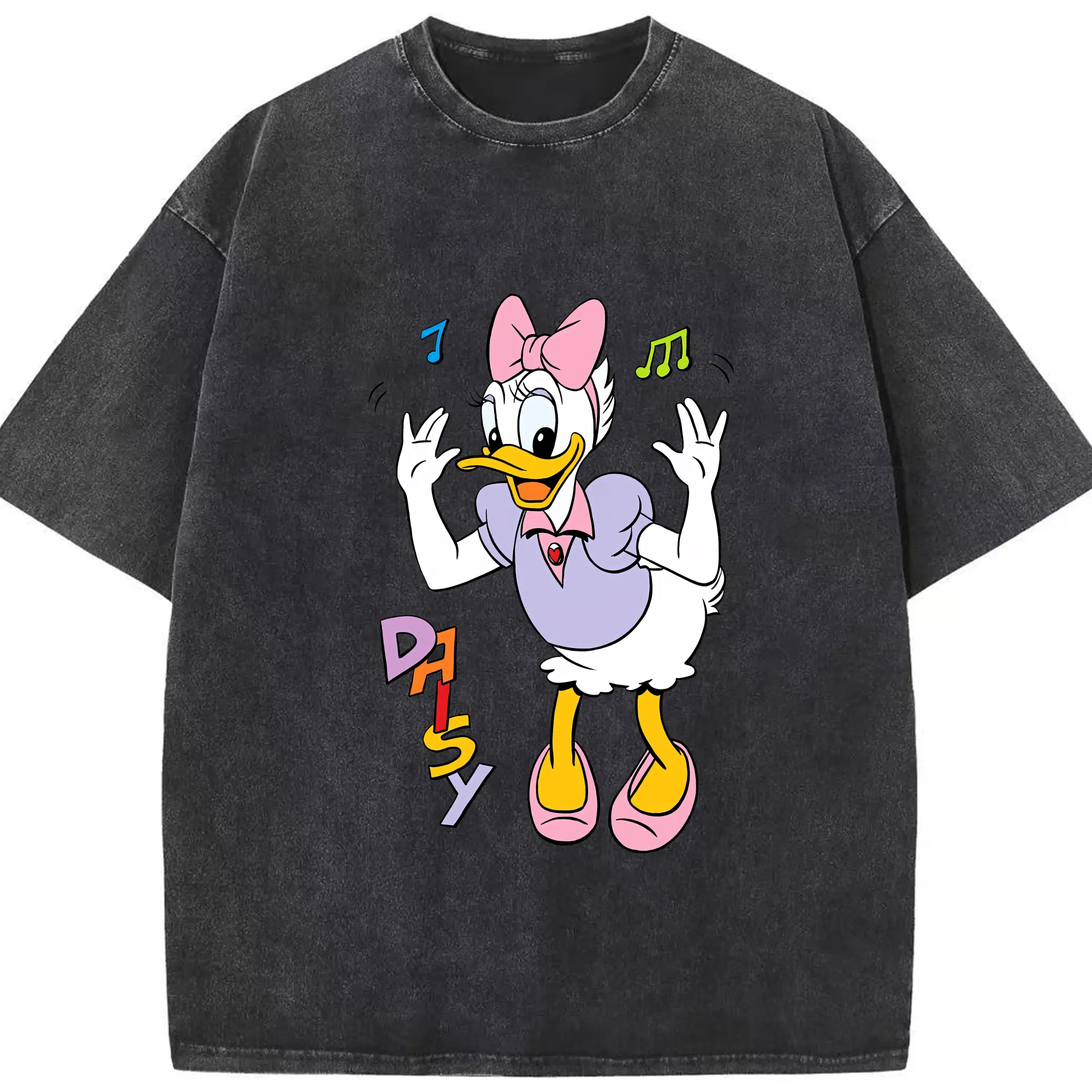 ミッキーマウス（Mickey Mouse） グッズ デイジーダック（Daisy Duck） - 綿100％ ヴィンテージ風 半袖Tシャツ ・ フロントプリント ・ 柔らか肌触り ・ 通気性 快適 ・ スポーツ カジュアル 外出用