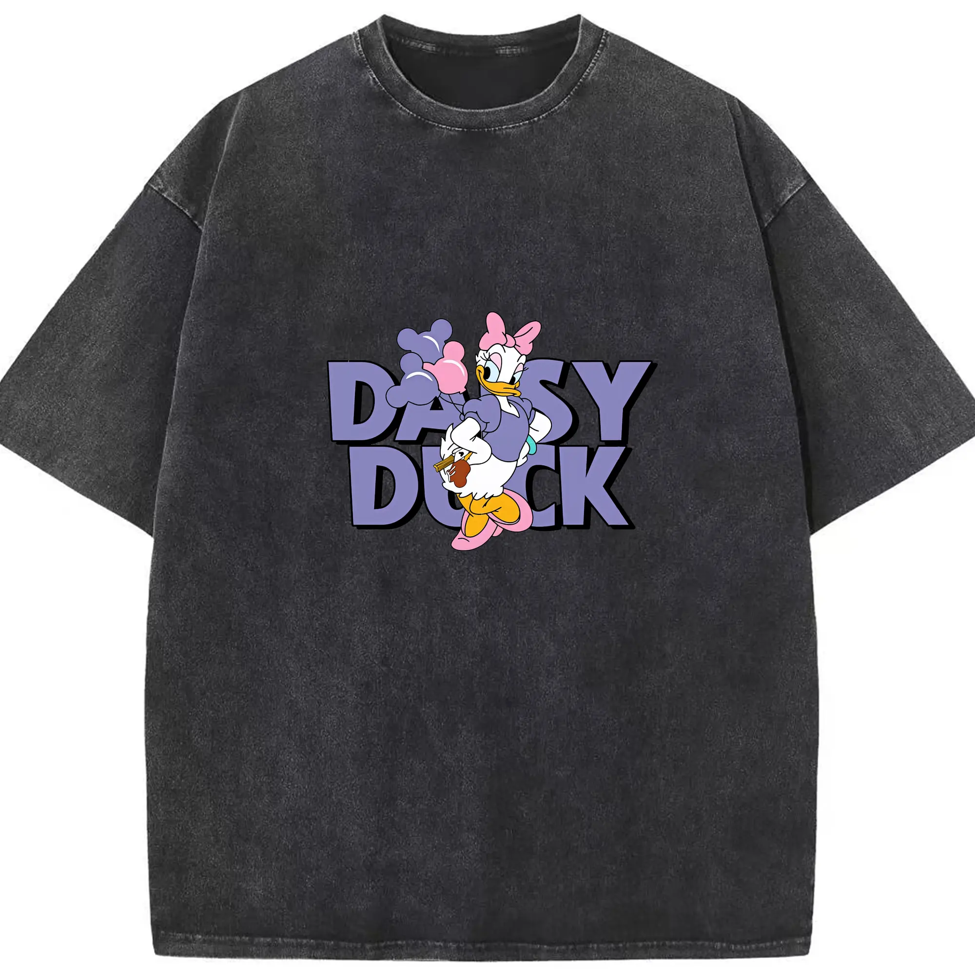 ミッキーマウス（Mickey Mouse） グッズ デイジーダック（Daisy Duck） - 綿100％ ヴィンテージ風 半袖Tシャツ ・ フロントプリント ・ 柔らか肌触り ・ 通気性 快適 ・ スポーツ カジュアル 外出用