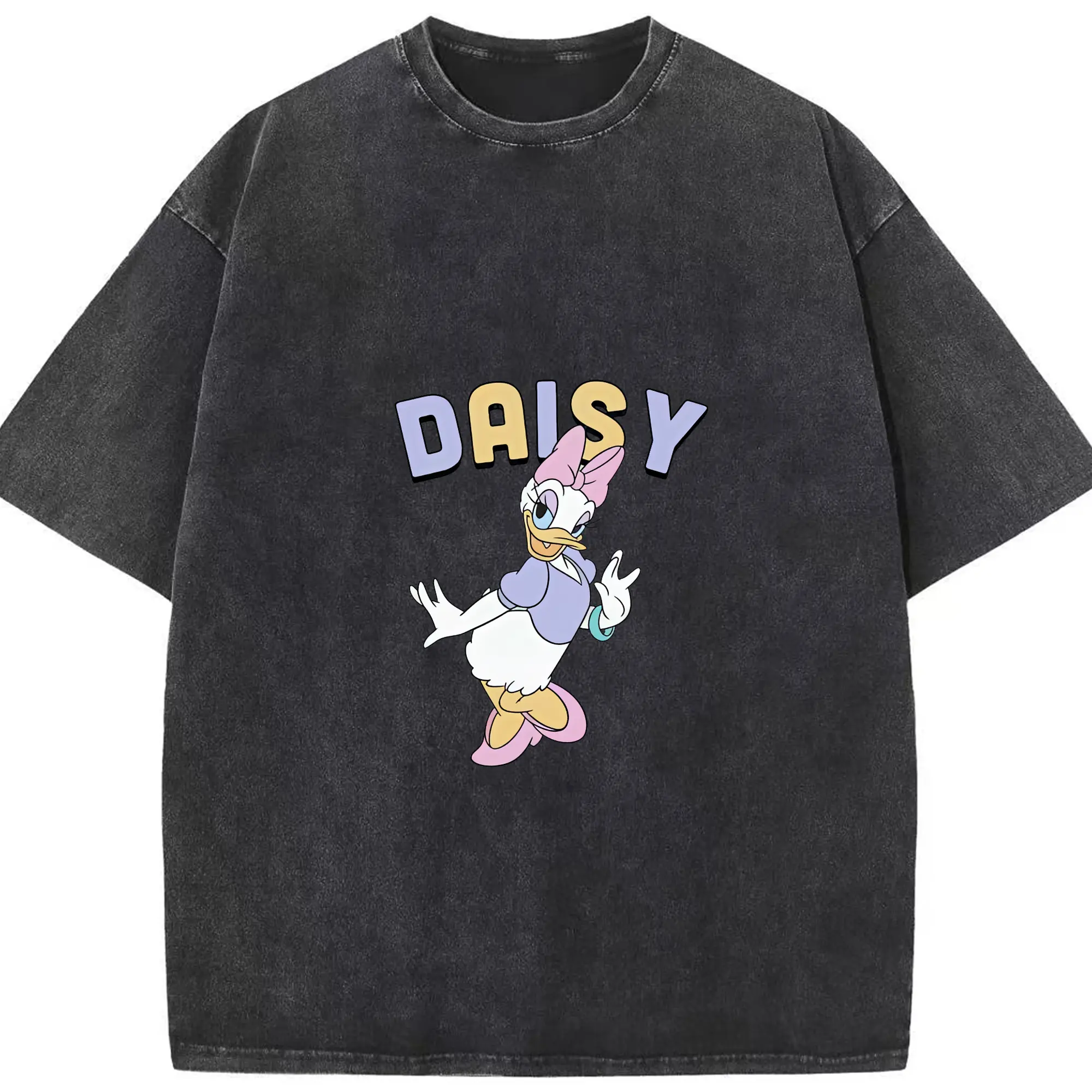 ミッキーマウス（Mickey Mouse） グッズ デイジーダック（Daisy Duck） - 綿100％ ヴィンテージ風 半袖Tシャツ ・ フロントプリント ・ 柔らか肌触り ・ 通気性 快適 ・ スポーツ カジュアル 外出用