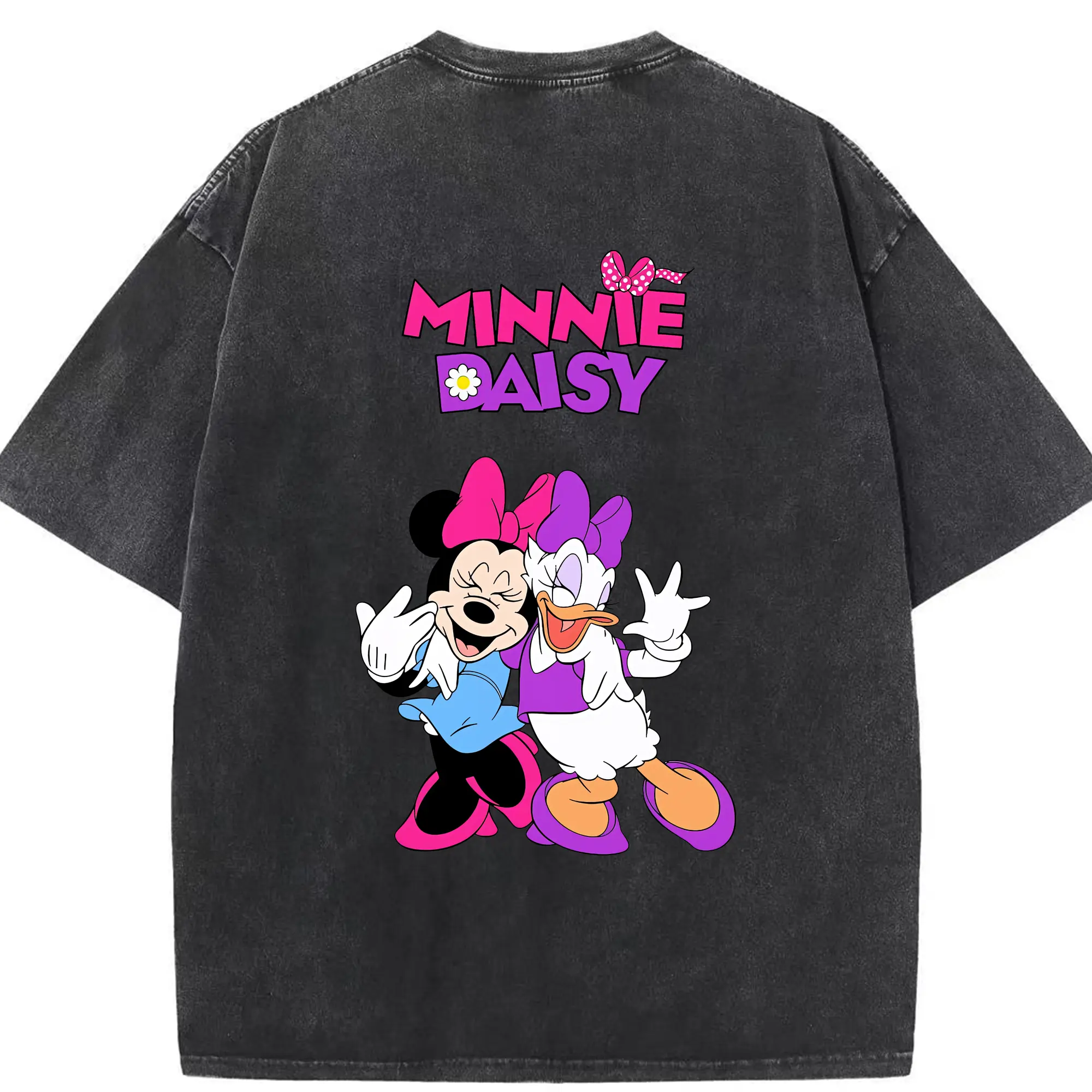 ミッキーマウス（Mickey Mouse） グッズ デイジーダック（Daisy Duck） - 綿100％ ヴィンテージ風 半袖Tシャツ ・ 背面プリント ・ 柔らか肌触り ・ 通気性 快適 ・ スポーツ カジュアル 外出用