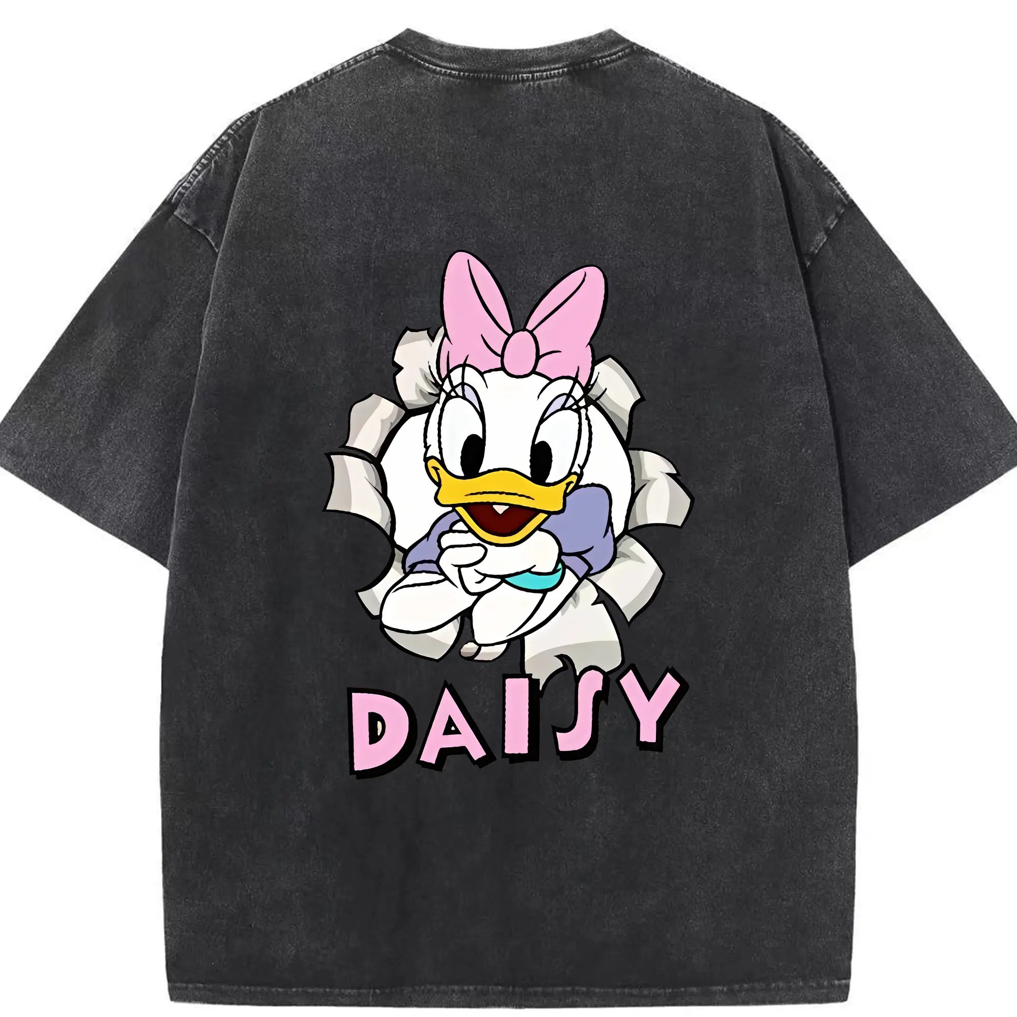 ミッキーマウス（Mickey Mouse） グッズ デイジーダック（Daisy Duck） - 綿100％ ヴィンテージ風 半袖Tシャツ ・ 背面プリント ・ 柔らか肌触り ・ 通気性 快適 ・ スポーツ カジュアル 外出用
