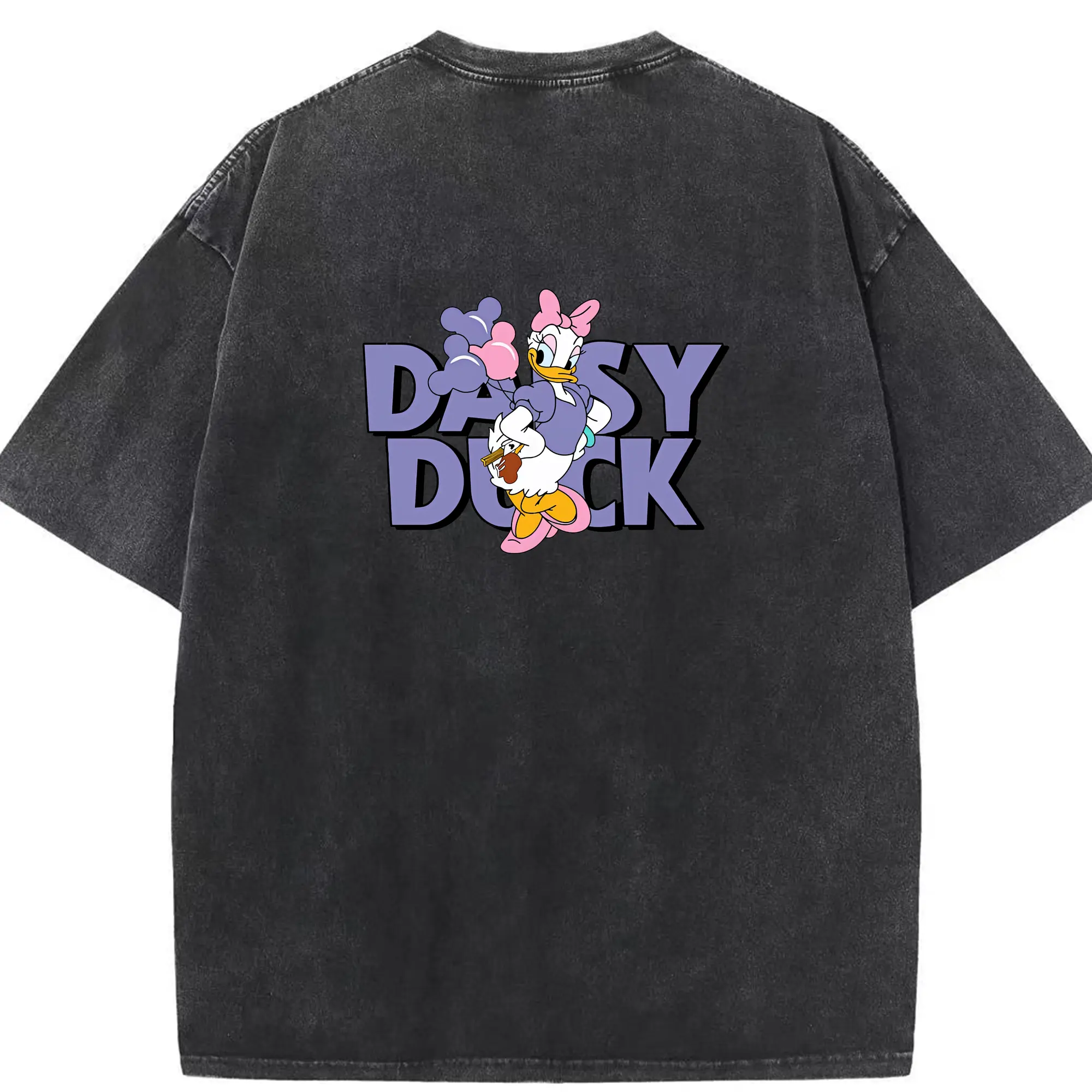 ミッキーマウス（Mickey Mouse） グッズ デイジーダック（Daisy Duck） - 綿100％ ヴィンテージ風 半袖Tシャツ ・ 背面プリント ・ 柔らか肌触り ・ 通気性 快適 ・ スポーツ カジュアル 外出用