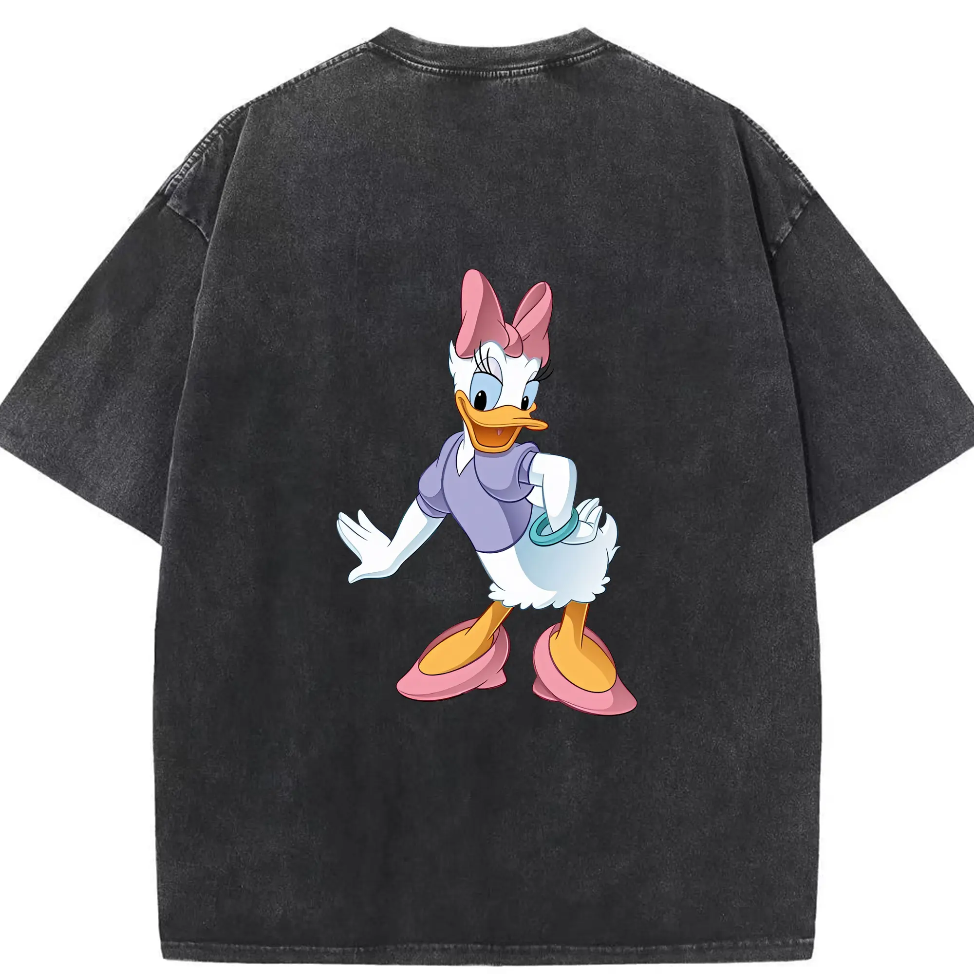 ミッキーマウス（Mickey Mouse） グッズ デイジーダック（Daisy Duck） - 綿100％ ヴィンテージ風 半袖Tシャツ ・ 背面プリント ・ 柔らか肌触り ・ 通気性 快適 ・ スポーツ カジュアル 外出用