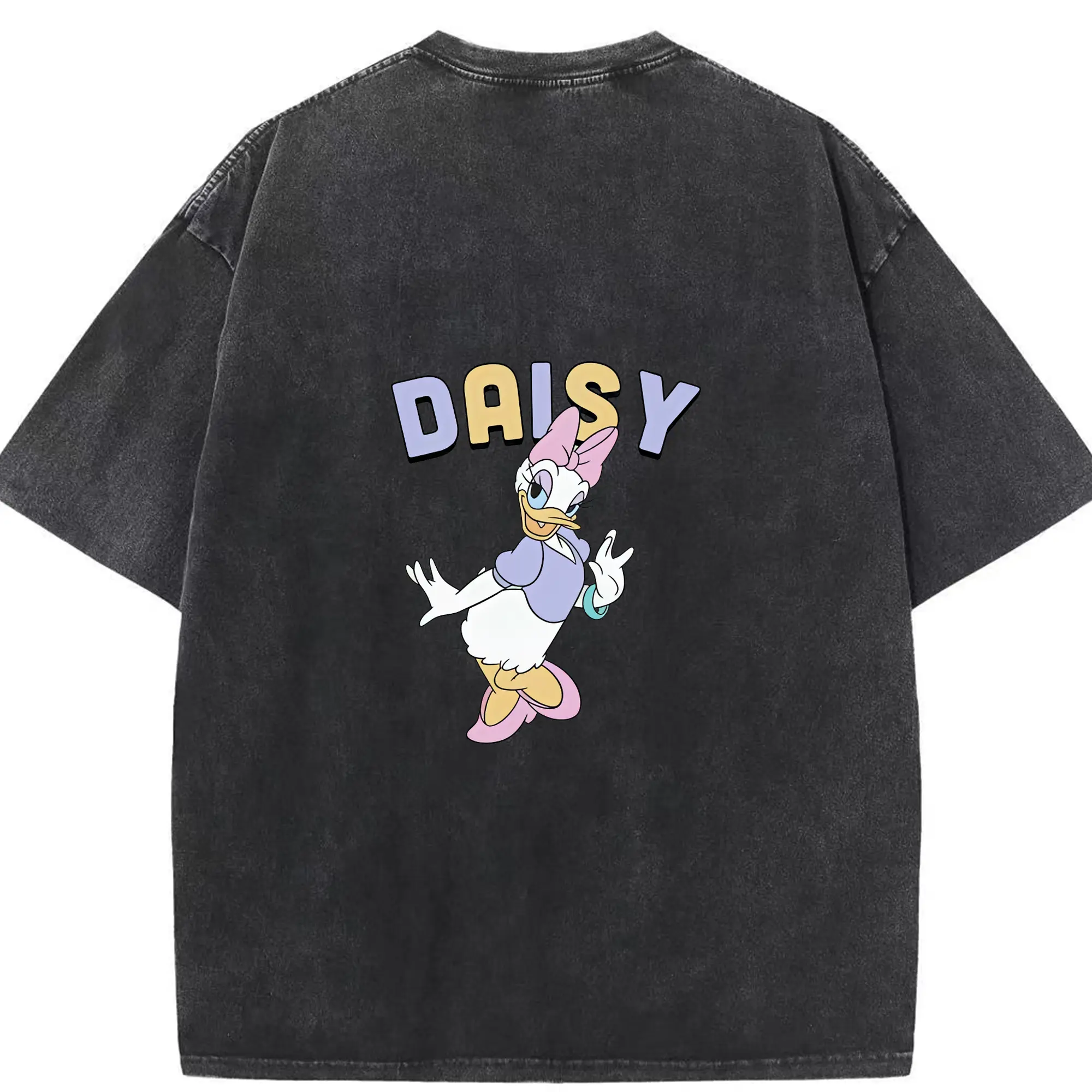 ミッキーマウス（Mickey Mouse） グッズ デイジーダック（Daisy Duck） - 綿100％ ヴィンテージ風 半袖Tシャツ ・ 背面プリント ・ 柔らか肌触り ・ 通気性 快適 ・ スポーツ カジュアル 外出用