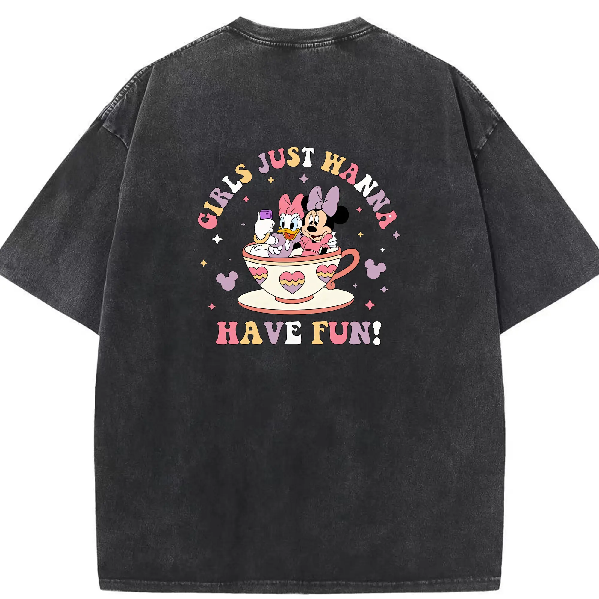 ミッキーマウス（Mickey Mouse） グッズ デイジーダック（Daisy Duck） - 綿100％ ヴィンテージ風 半袖Tシャツ ・ 背面プリント ・ 柔らか肌触り ・ 通気性 快適 ・ スポーツ カジュアル 外出用