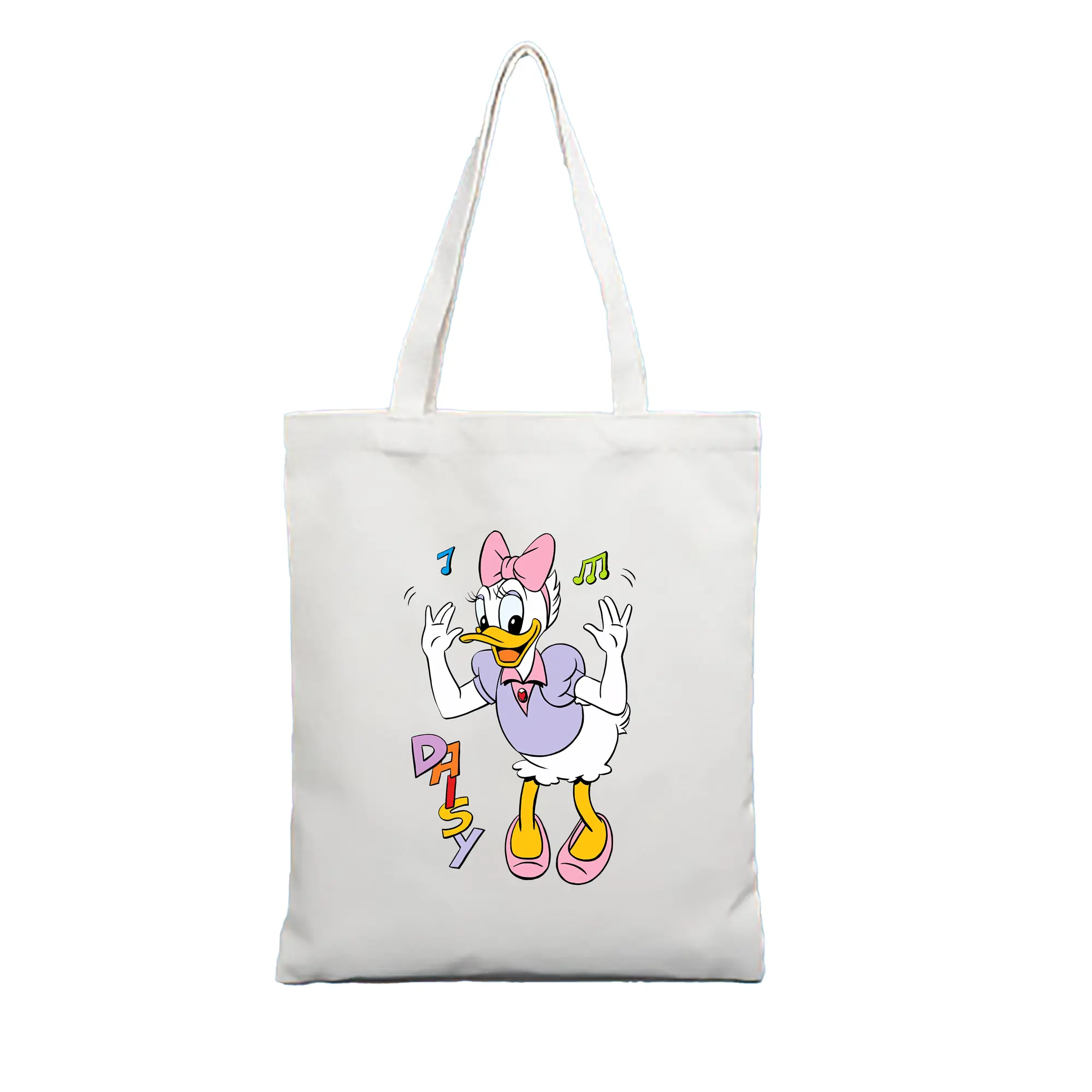 ミッキーマウス（Mickey Mouse） グッズ デイジーダック（Daisy Duck） - 縦型キャンバス手提げバッグ（トートバッグ） ・ キャンバス素材 ・ ショッピング用 ・ 軽量 丈夫 お手入れ簡単