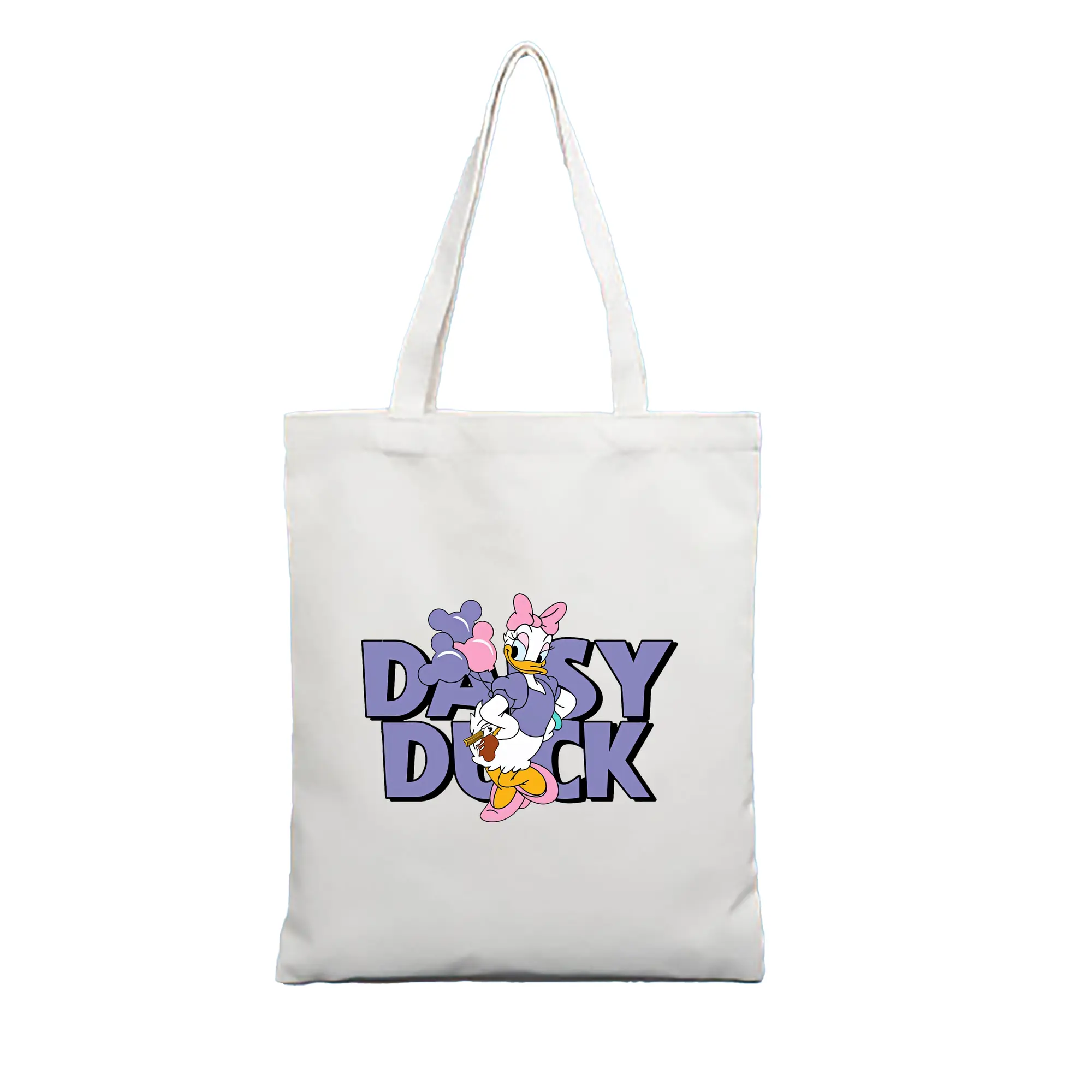 ミッキーマウス（Mickey Mouse） グッズ デイジーダック（Daisy Duck） - 縦型キャンバス手提げバッグ（トートバッグ） ・ キャンバス素材 ・ ショッピング用 ・ 軽量 丈夫 お手入れ簡単