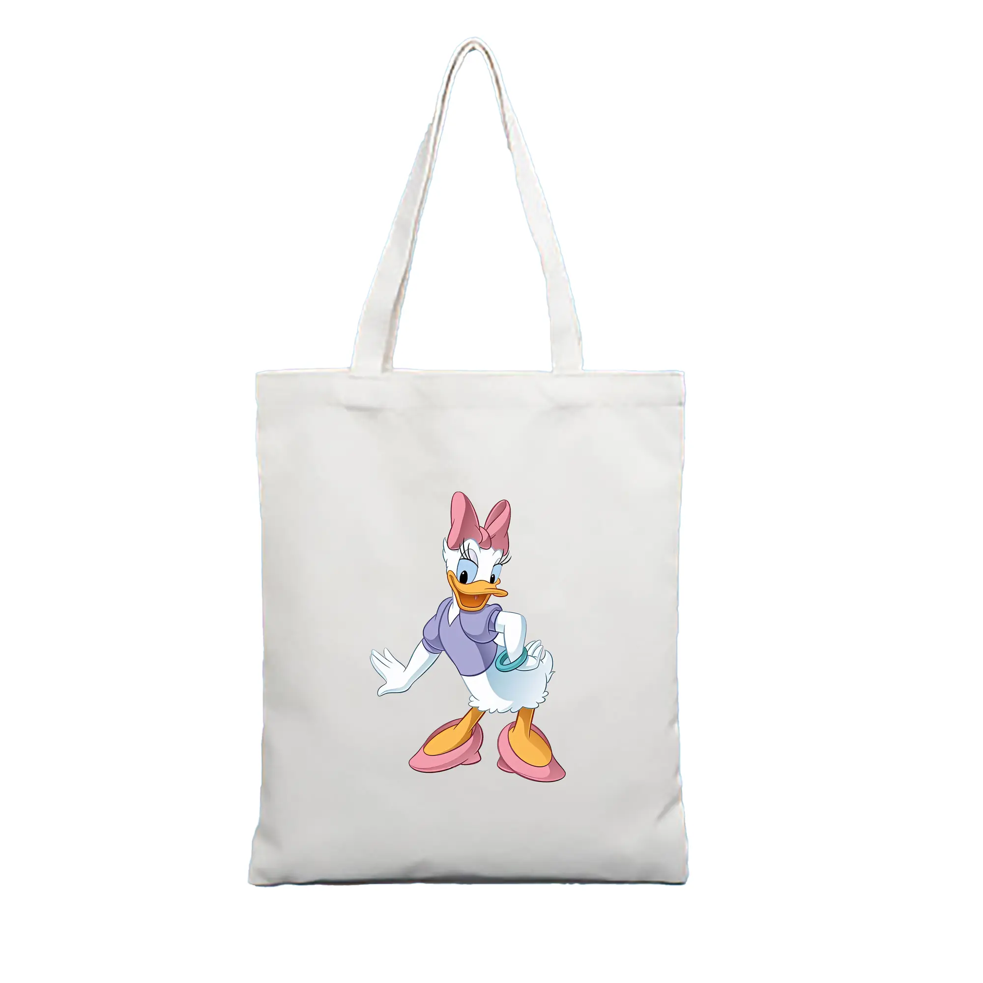 ミッキーマウス（Mickey Mouse） グッズ デイジーダック（Daisy Duck） - 縦型キャンバス手提げバッグ（トートバッグ） ・ キャンバス素材 ・ ショッピング用 ・ 軽量 丈夫 お手入れ簡単