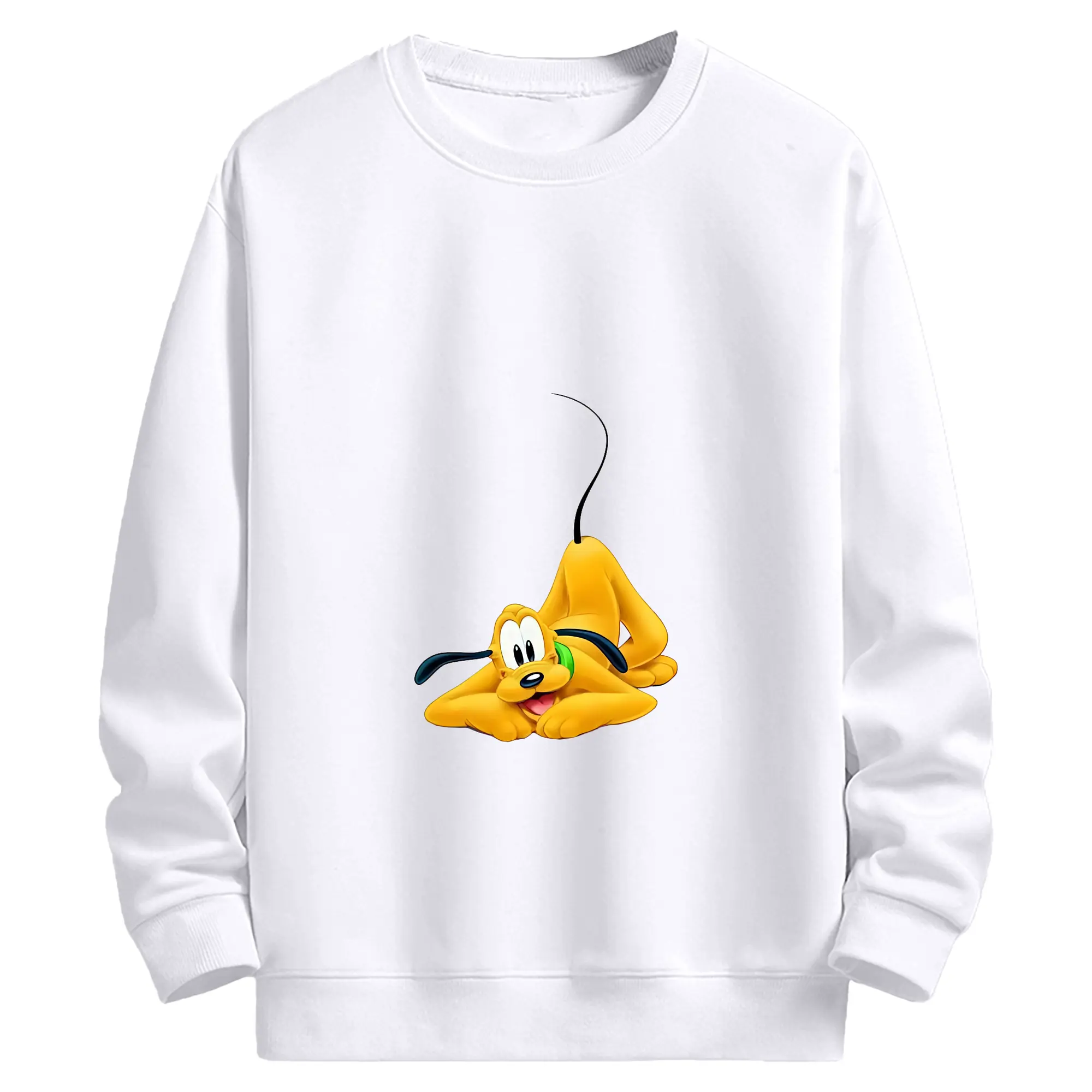 ミッキーマウス（Mickey Mouse） グッズ プルート（Pluto） - 高品質 クルーネック スウェット ・ コットン59％ ポリエステル41％ ・ ユニセックス 長袖 トレーナー ・ カジュアル デイリー スポーツ 散歩用