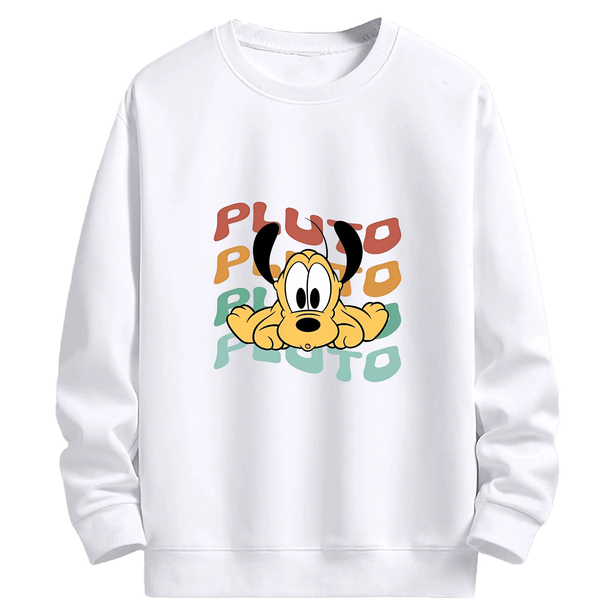 ミッキーマウス（Mickey Mouse） グッズ プルート（Pluto） - 高品質 クルーネック スウェット ・ コットン59％ ポリエステル41％ ・ ユニセックス 長袖 トレーナー ・ カジュアル デイリー スポーツ 散歩用