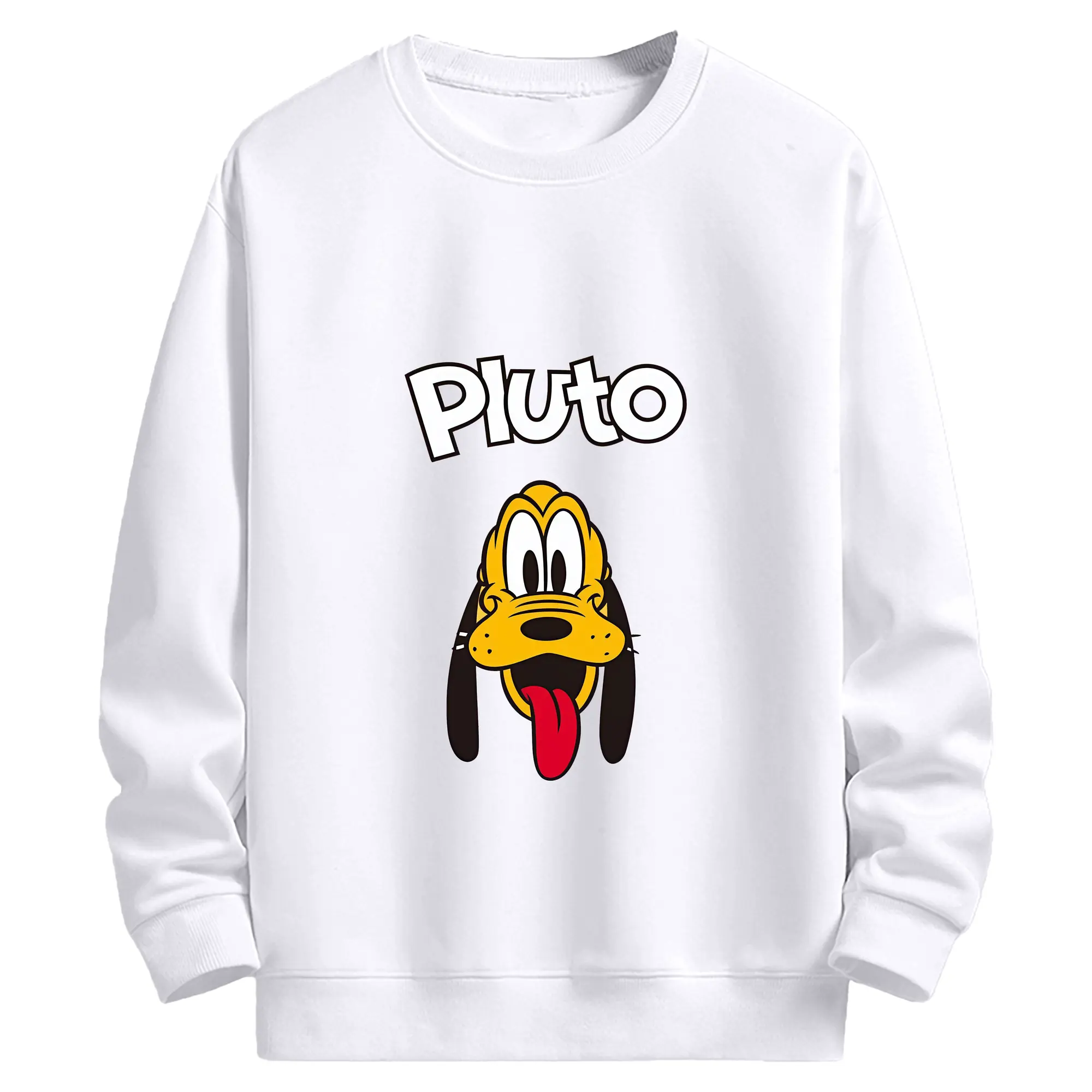 ミッキーマウス（Mickey Mouse） グッズ プルート（Pluto） - 高品質 クルーネック スウェット ・ コットン59％ ポリエステル41％ ・ ユニセックス 長袖 トレーナー ・ カジュアル デイリー スポーツ 散歩用