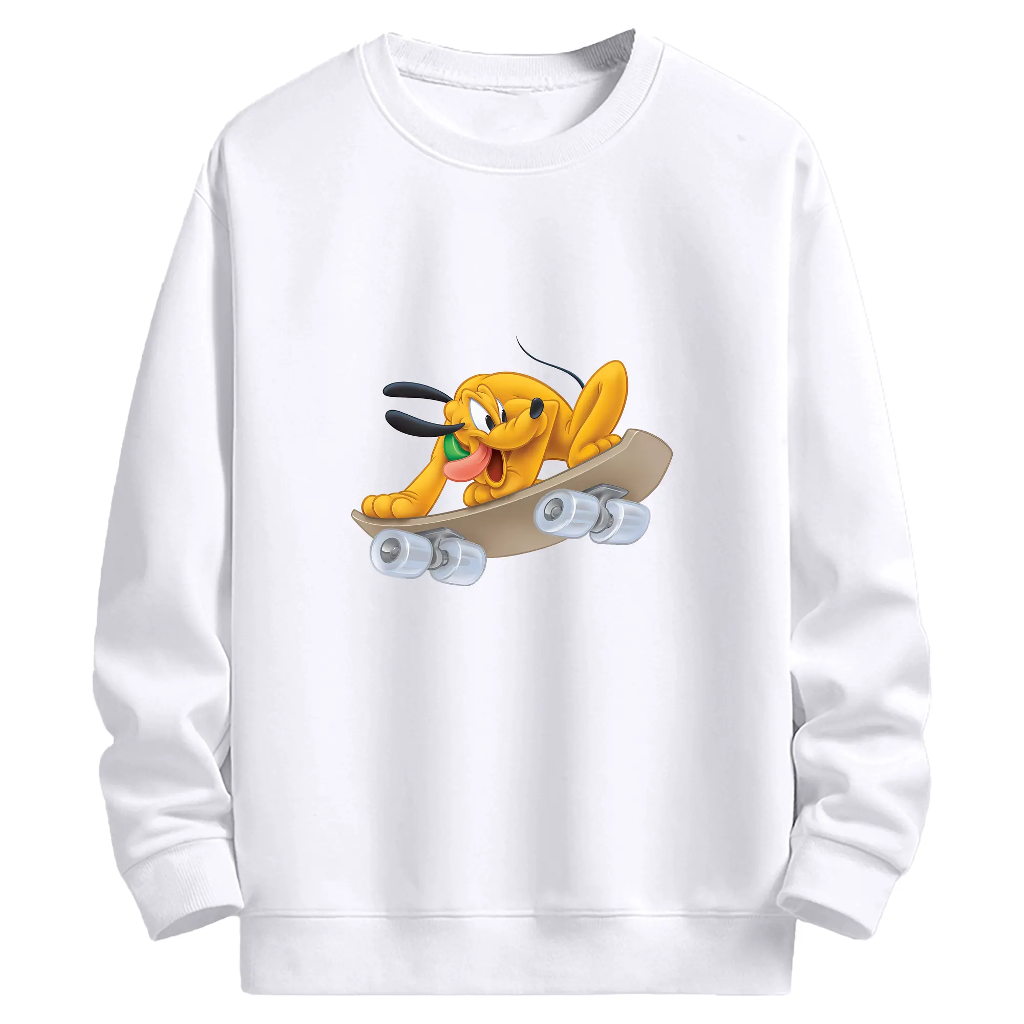 ミッキーマウス（Mickey Mouse） グッズ プルート（Pluto） - 高品質 クルーネック スウェット ・ コットン59％ ポリエステル41％ ・ ユニセックス 長袖 トレーナー ・ カジュアル デイリー スポーツ 散歩用