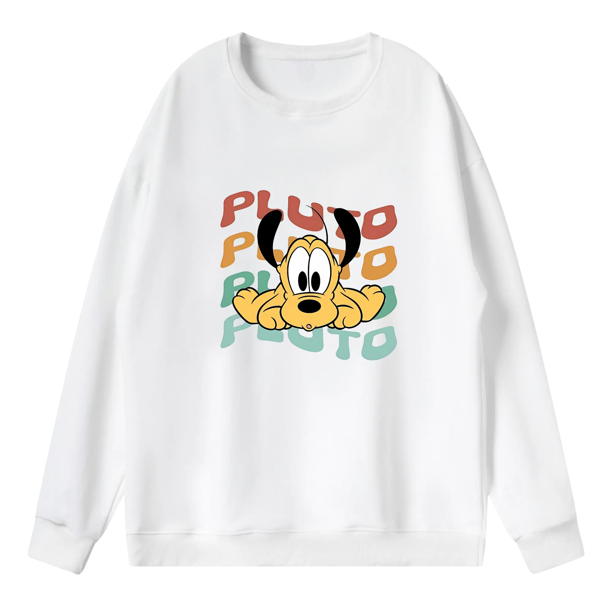 ミッキーマウス（Mickey Mouse） グッズ プルート（Pluto） - 薄手 クルーネック スウェット 裏毛260g · ポリエステル 春秋向け カジュアル 男女兼用 · トレーナー デイリー スポーツ 散歩に最適