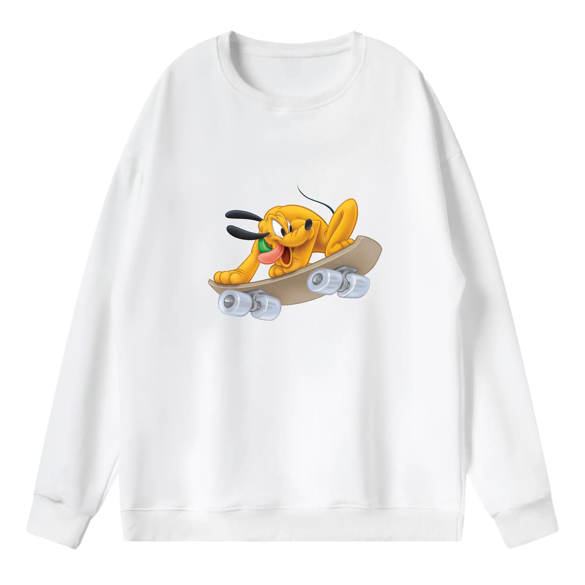 ミッキーマウス（Mickey Mouse） グッズ プルート（Pluto） - 薄手 クルーネック スウェット 裏毛260g · ポリエステル 春秋向け カジュアル 男女兼用 · トレーナー デイリー スポーツ 散歩に最適