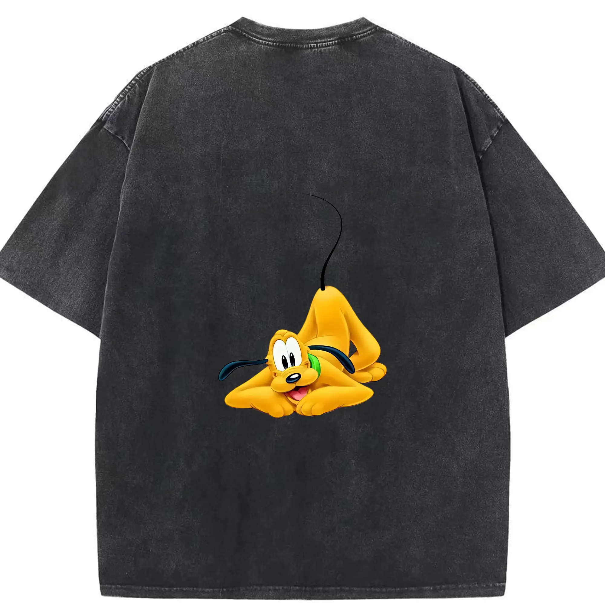 ミッキーマウス（Mickey Mouse） グッズ プルート（Pluto） - 綿100％ ヴィンテージ風 半袖Tシャツ ・ 背面プリント ・ 柔らか肌触り ・ 通気性 快適 ・ スポーツ カジュアル 外出用