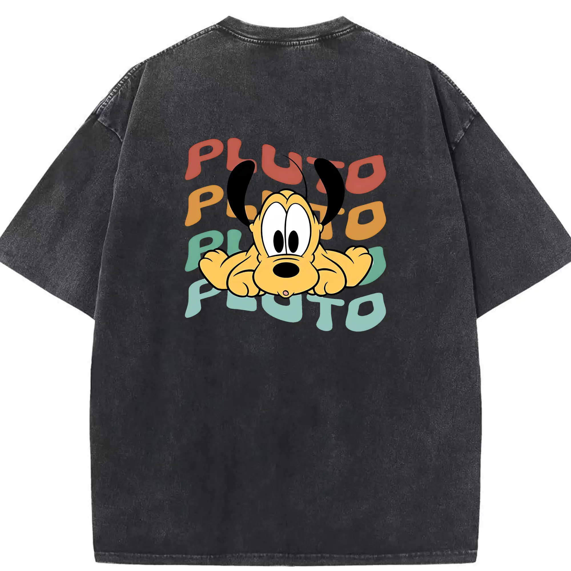 ミッキーマウス（Mickey Mouse） グッズ プルート（Pluto） - 綿100％ ヴィンテージ風 半袖Tシャツ ・ 背面プリント ・ 柔らか肌触り ・ 通気性 快適 ・ スポーツ カジュアル 外出用