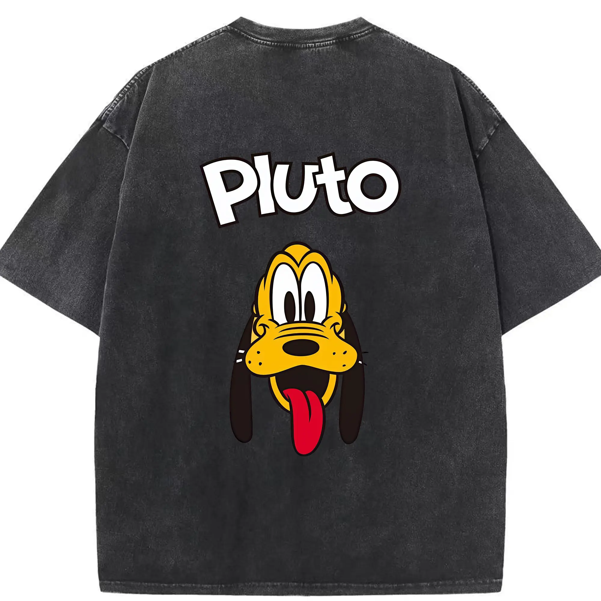 ミッキーマウス（Mickey Mouse） グッズ プルート（Pluto） - 綿100％ ヴィンテージ風 半袖Tシャツ ・ 背面プリント ・ 柔らか肌触り ・ 通気性 快適 ・ スポーツ カジュアル 外出用
