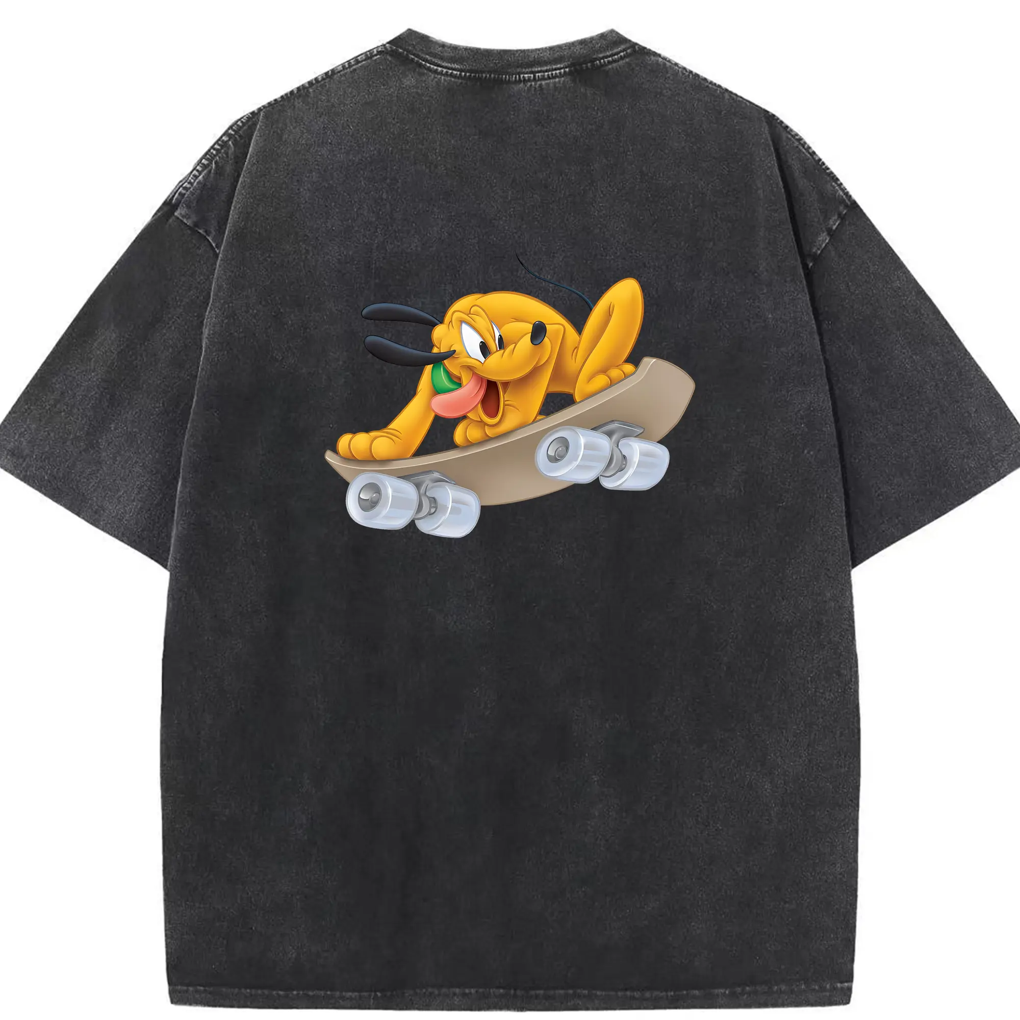 ミッキーマウス（Mickey Mouse） グッズ プルート（Pluto） - 綿100％ ヴィンテージ風 半袖Tシャツ ・ 背面プリント ・ 柔らか肌触り ・ 通気性 快適 ・ スポーツ カジュアル 外出用