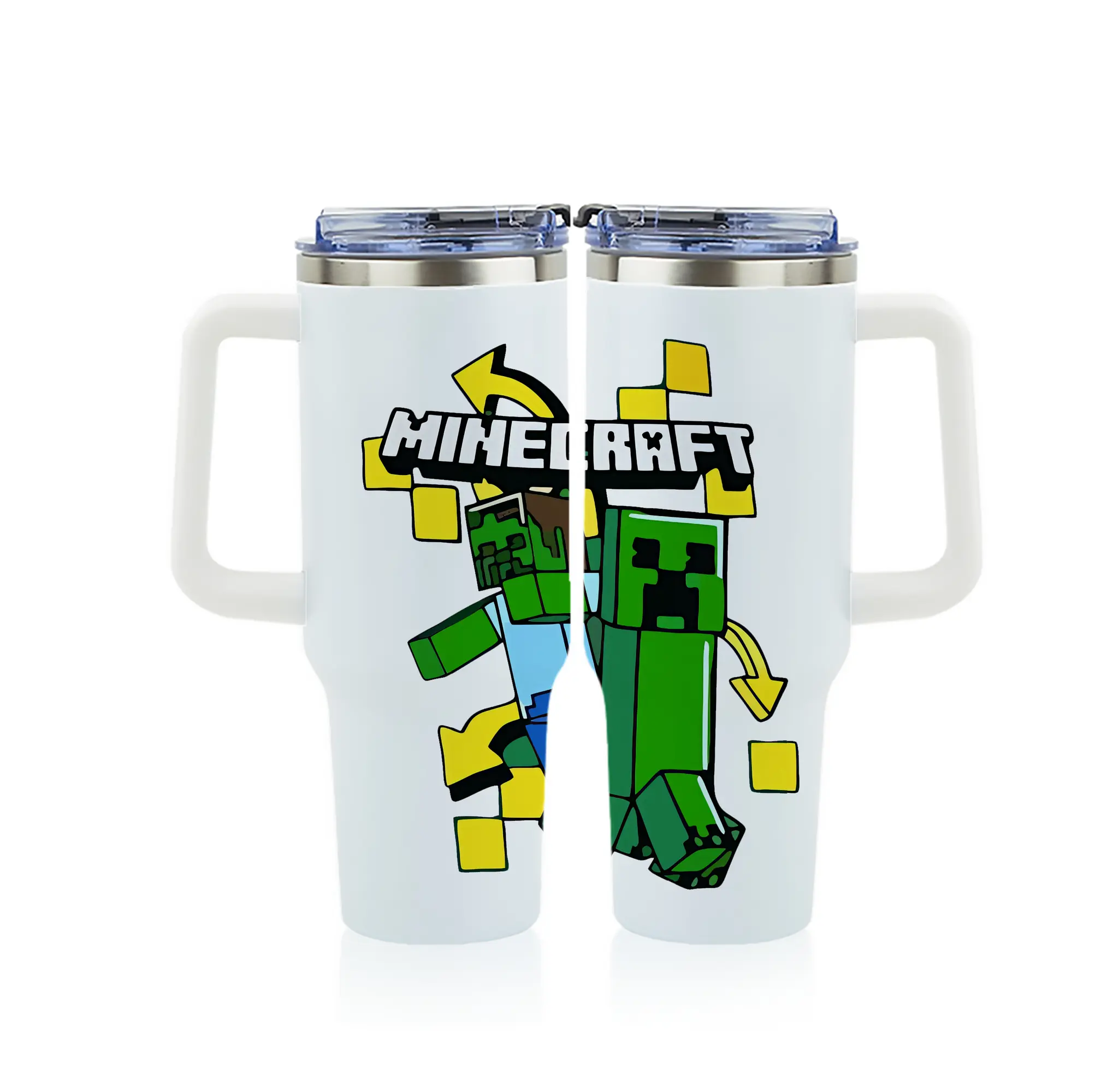 マイクラ グッズ  マイクラ - 1200mL フルプリント車用タンブラー ・ 304ステンレス 内側 ・ 201ステンレス 外側 ・ 保温 保冷 ・ 通勤 ドライブ アウトドア用