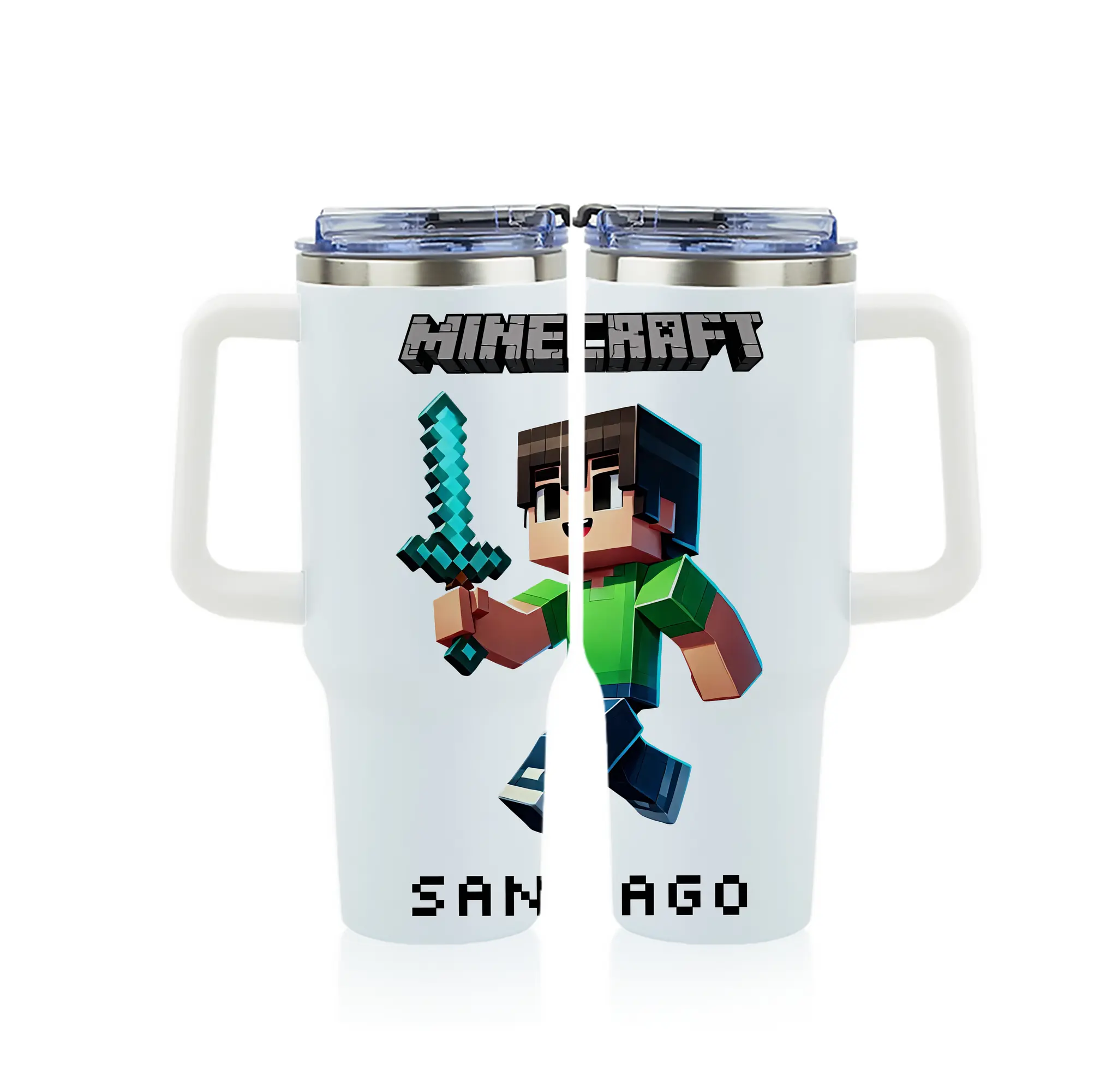 マイクラ グッズ  マイクラ - 1200mL フルプリント車用タンブラー ・ 304ステンレス 内側 ・ 201ステンレス 外側 ・ 保温 保冷 ・ 通勤 ドライブ アウトドア用