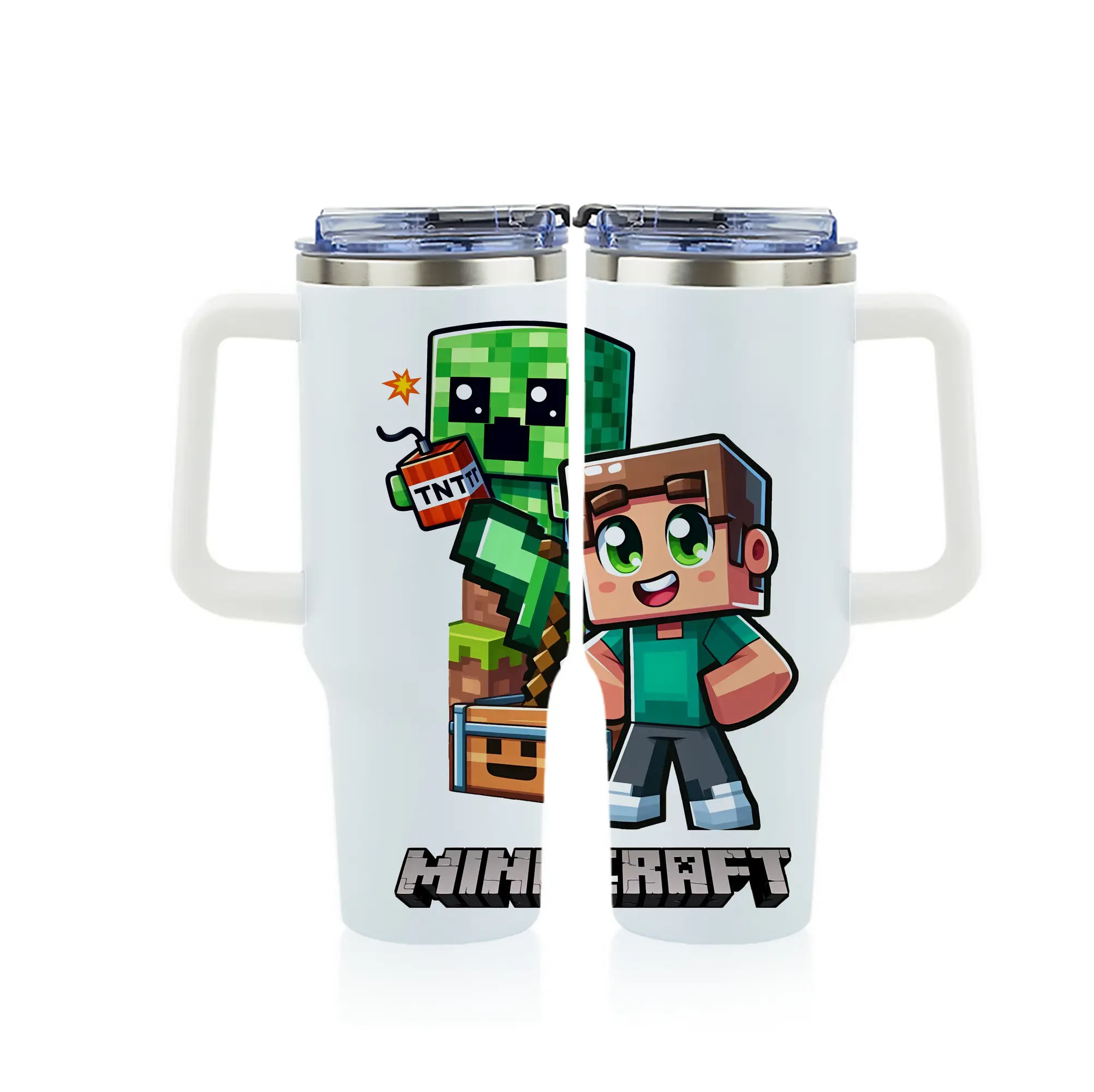 マイクラ グッズ  マイクラ - 1200mL フルプリント車用タンブラー ・ 304ステンレス 内側 ・ 201ステンレス 外側 ・ 保温 保冷 ・ 通勤 ドライブ アウトドア用