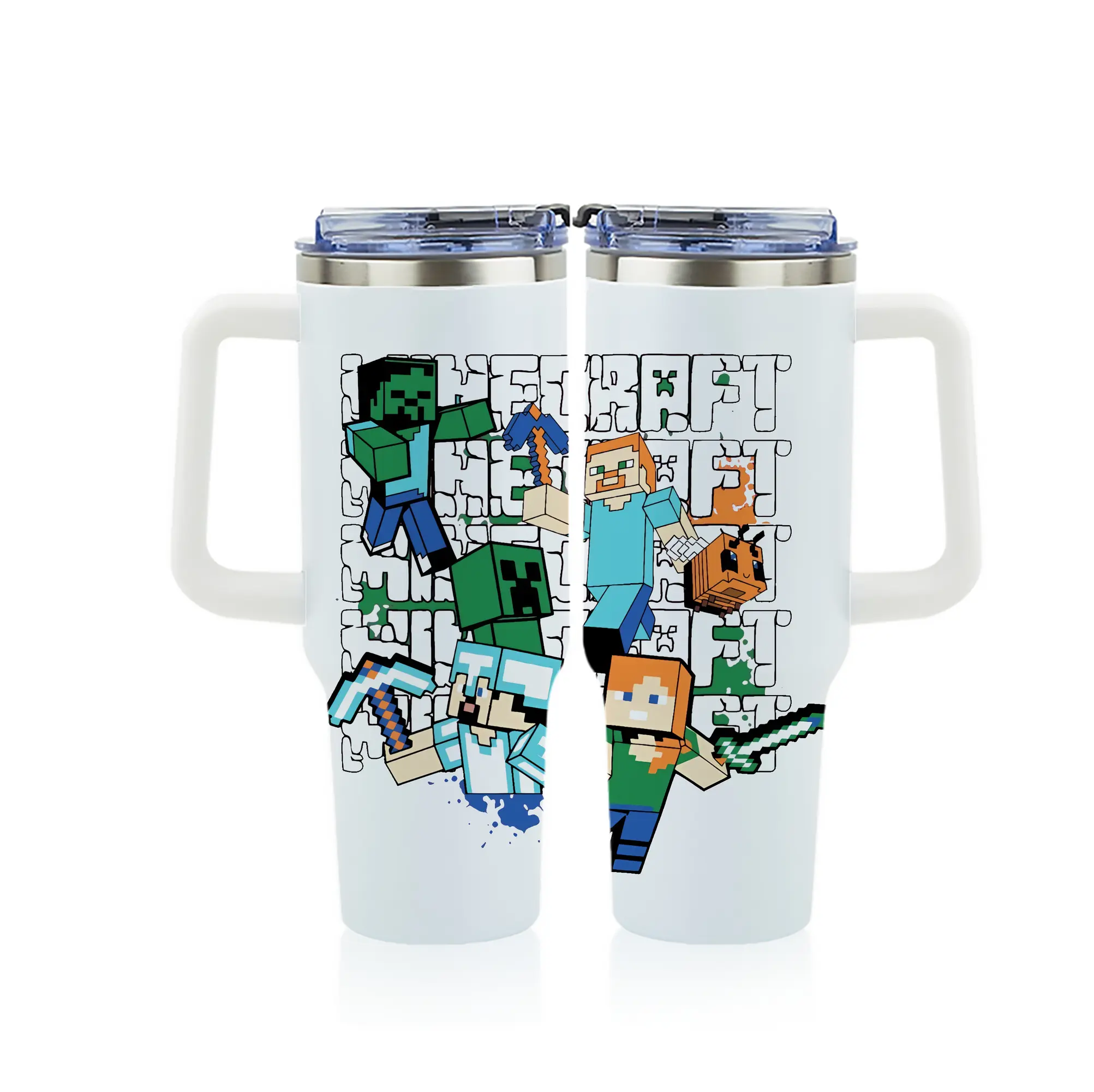 マイクラ グッズ  マイクラ - 1200mL フルプリント車用タンブラー ・ 304ステンレス 内側 ・ 201ステンレス 外側 ・ 保温 保冷 ・ 通勤 ドライブ アウトドア用