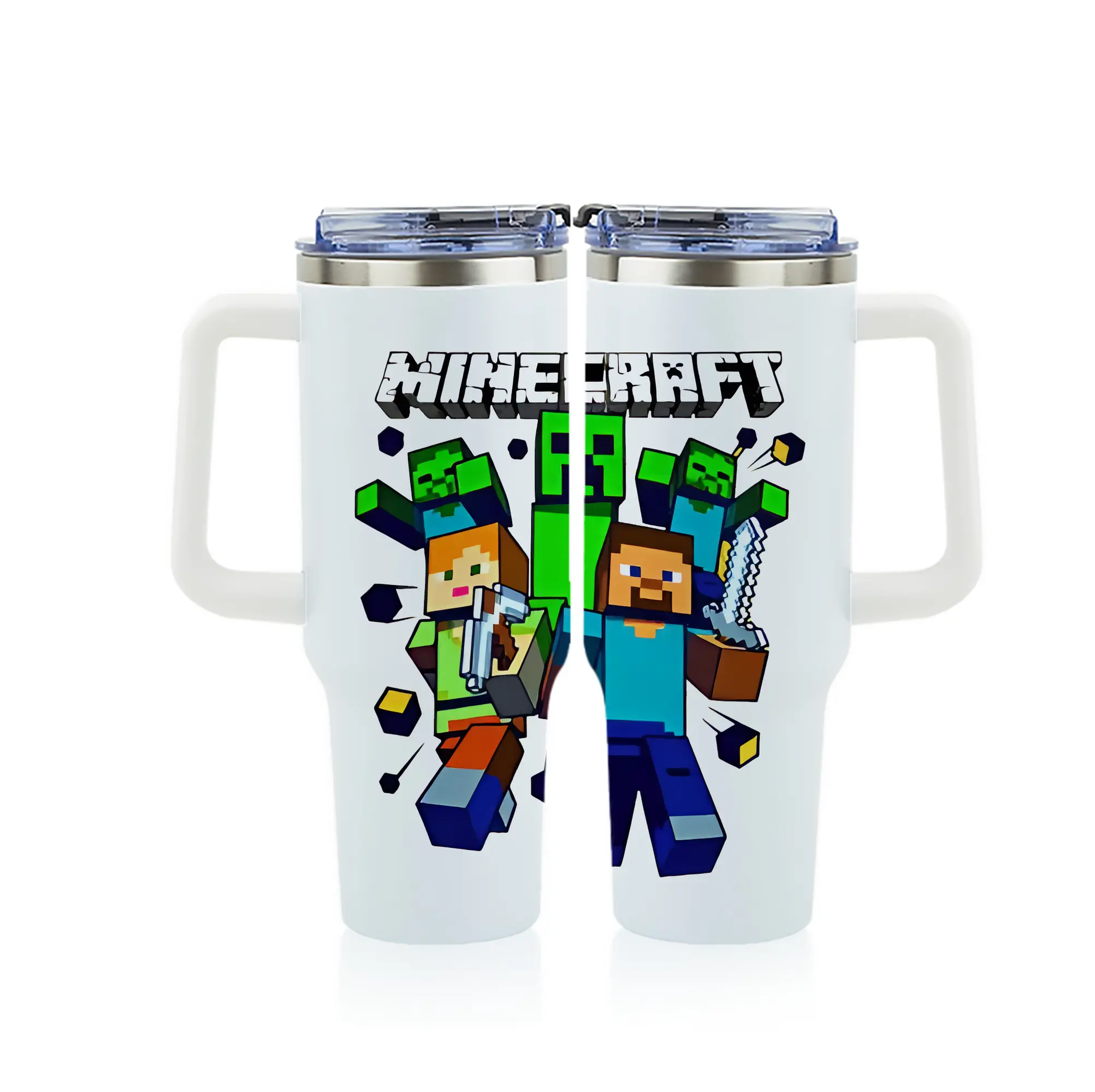 マイクラ グッズ  マイクラ - 1200mL フルプリント車用タンブラー ・ 304ステンレス 内側 ・ 201ステンレス 外側 ・ 保温 保冷 ・ 通勤 ドライブ アウトドア用