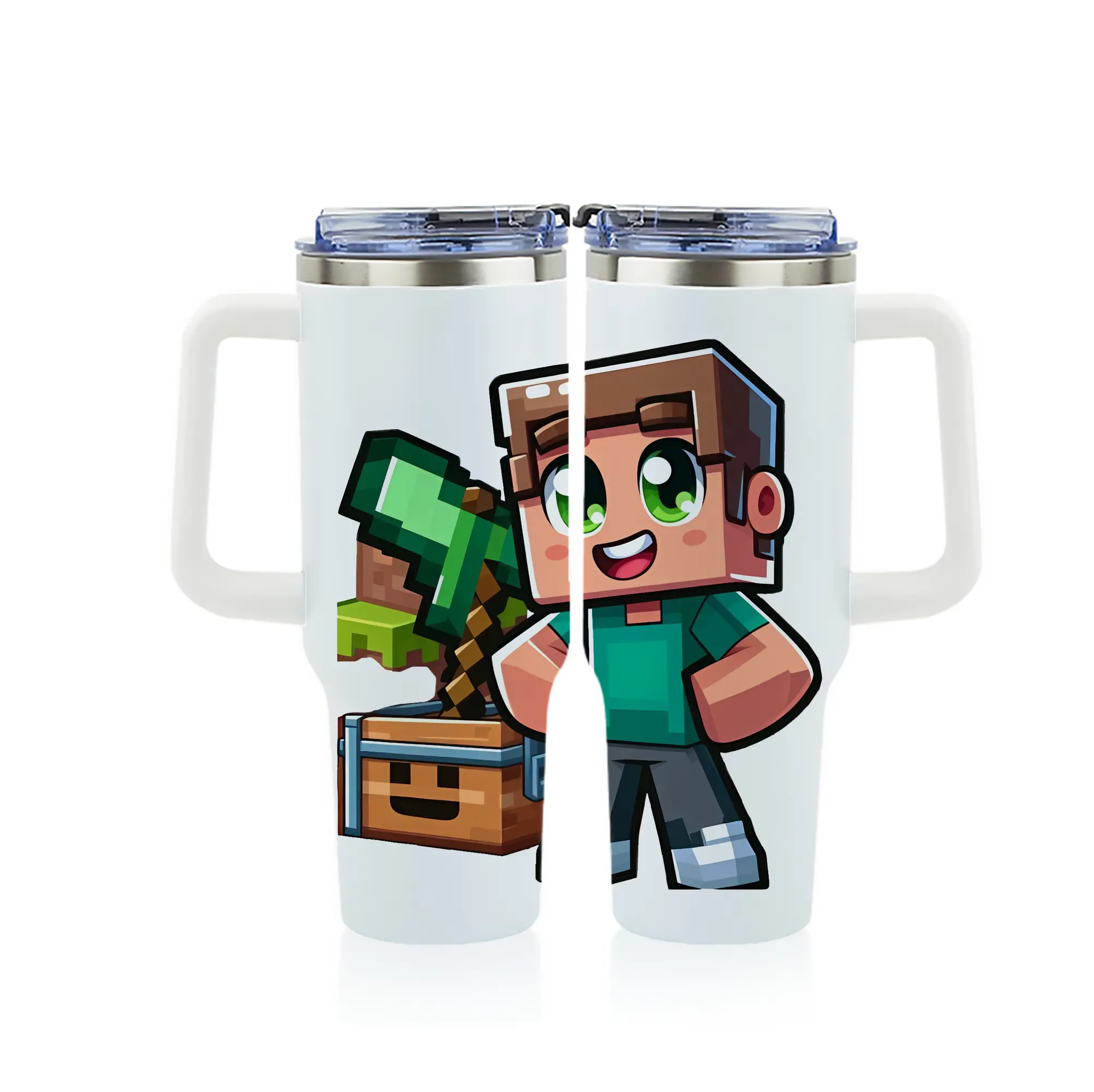 マイクラ グッズ  マイクラ - 1200mL フルプリント車用タンブラー ・ 304ステンレス 内側 ・ 201ステンレス 外側 ・ 保温 保冷 ・ 通勤 ドライブ アウトドア用