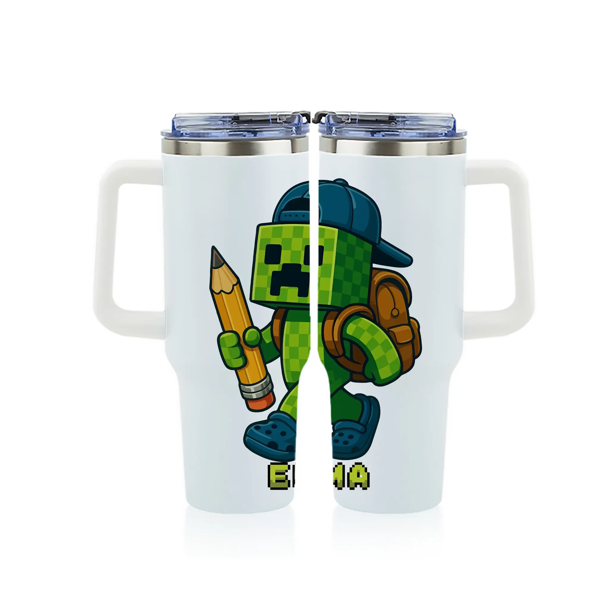 マイクラ グッズ  マイクラ - 1200mL フルプリント車用タンブラー ・ 304ステンレス 内側 ・ 201ステンレス 外側 ・ 保温 保冷 ・ 通勤 ドライブ アウトドア用