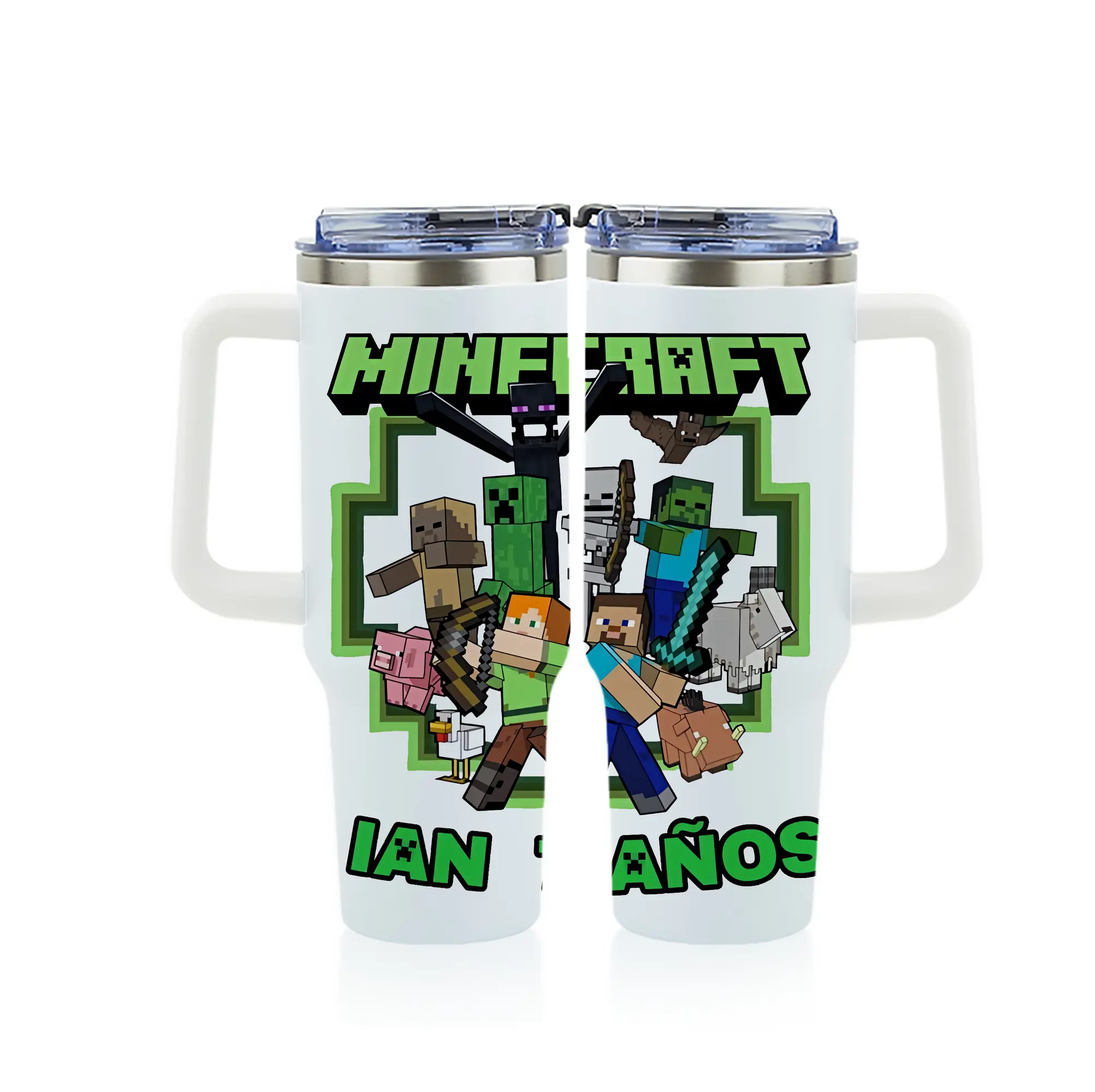 マイクラ グッズ  マイクラ - 1200mL フルプリント車用タンブラー ・ 304ステンレス 内側 ・ 201ステンレス 外側 ・ 保温 保冷 ・ 通勤 ドライブ アウトドア用