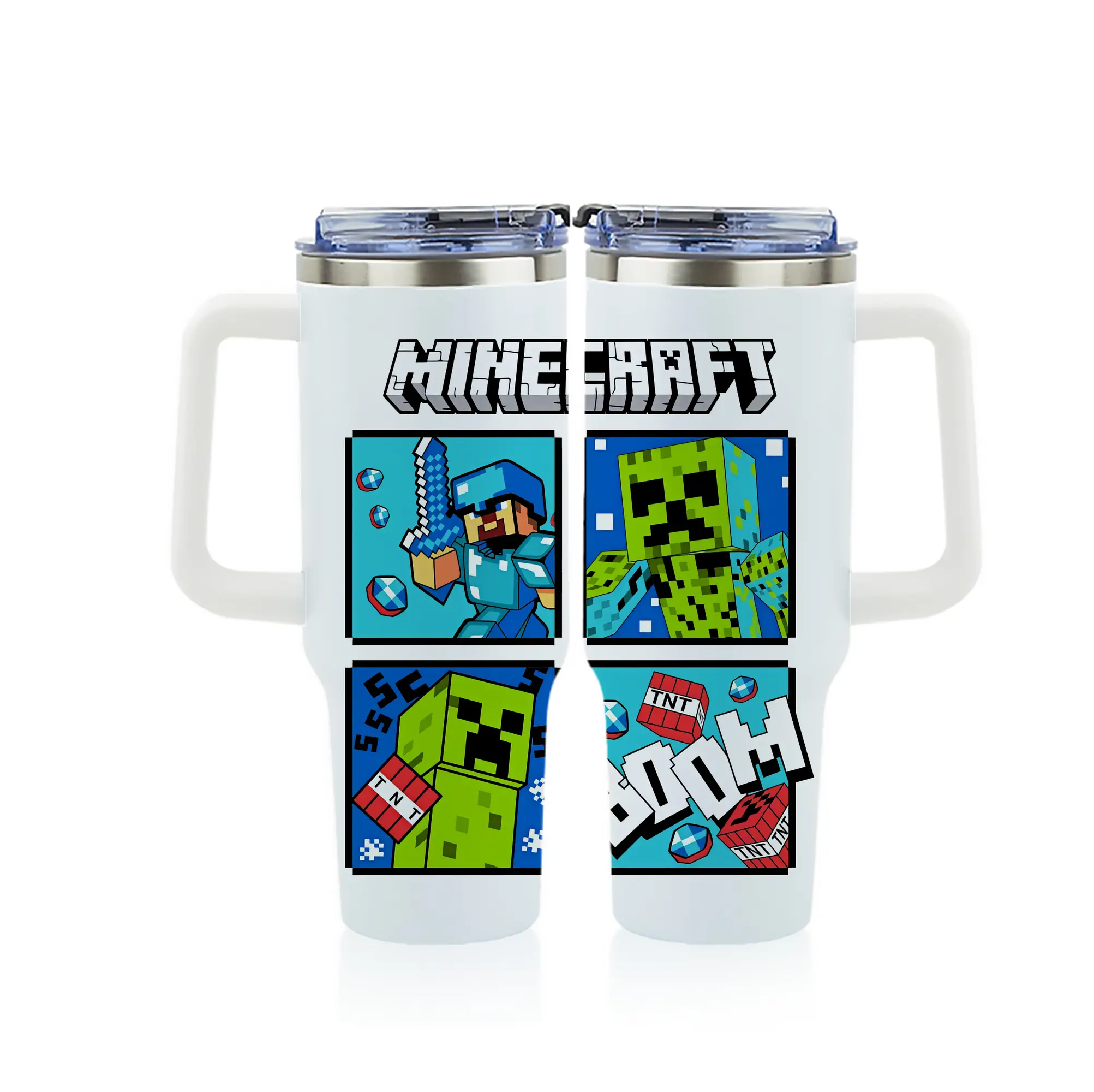 マイクラ グッズ  マイクラ - 1200mL フルプリント車用タンブラー ・ 304ステンレス 内側 ・ 201ステンレス 外側 ・ 保温 保冷 ・ 通勤 ドライブ アウトドア用