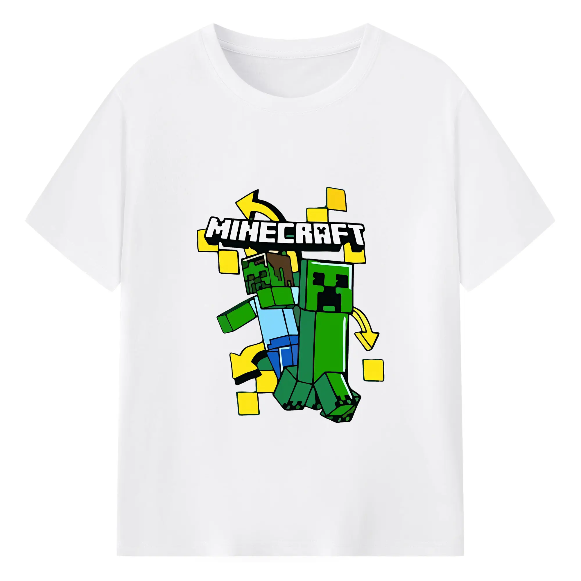 マイクラ グッズ  マイクラ - 綿100％ 半袖Tシャツ ・ フロントプリント ・ 快適 通気性 ・ 日常使い 散歩 スポーツ用