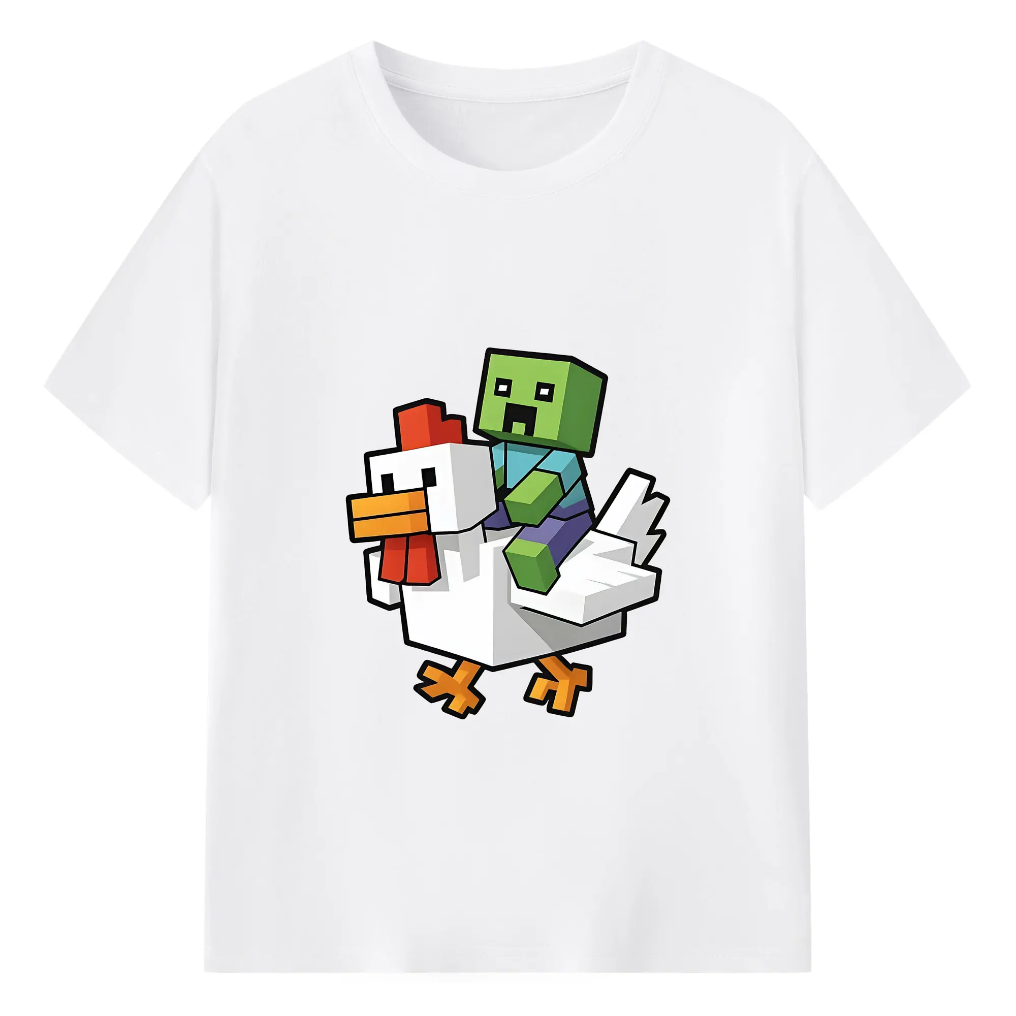 マイクラ グッズ  マイクラ - 綿100％ 半袖Tシャツ ・ フロントプリント ・ 快適 通気性 ・ 日常使い 散歩 スポーツ用