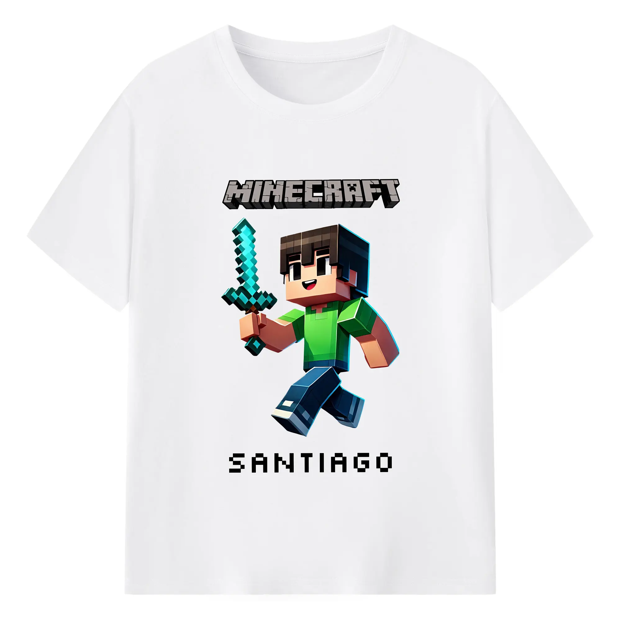 マイクラ グッズ  マイクラ - 綿100％ 半袖Tシャツ ・ フロントプリント ・ 快適 通気性 ・ 日常使い 散歩 スポーツ用