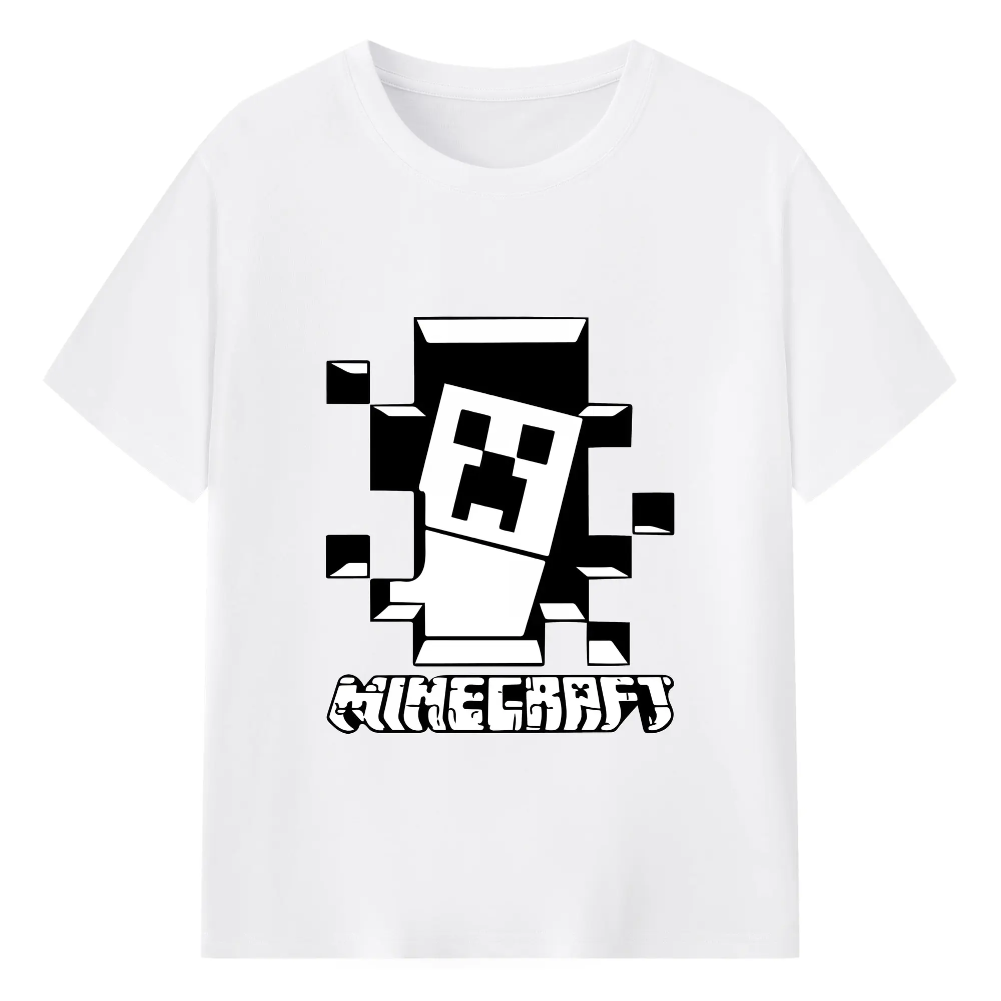 マイクラ グッズ  マイクラ - 綿100％ 半袖Tシャツ ・ フロントプリント ・ 快適 通気性 ・ 日常使い 散歩 スポーツ用