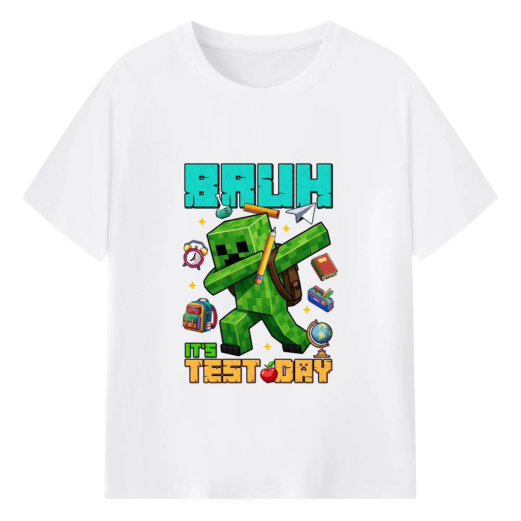 マイクラ グッズ  マイクラ - 綿100％ 半袖Tシャツ ・ フロントプリント ・ 快適 通気性 ・ 日常使い 散歩 スポーツ用